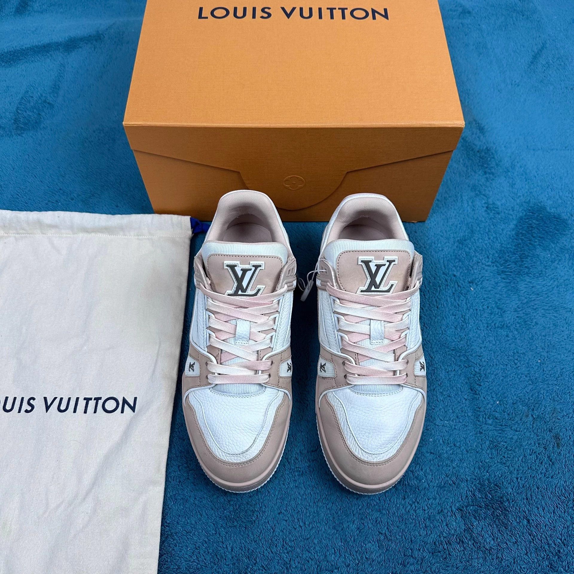 Louis Vuitton LV Trainer Low Top Sneaker Pink-White 38 Size US 7 / IT 37 - 1 Thumbnail