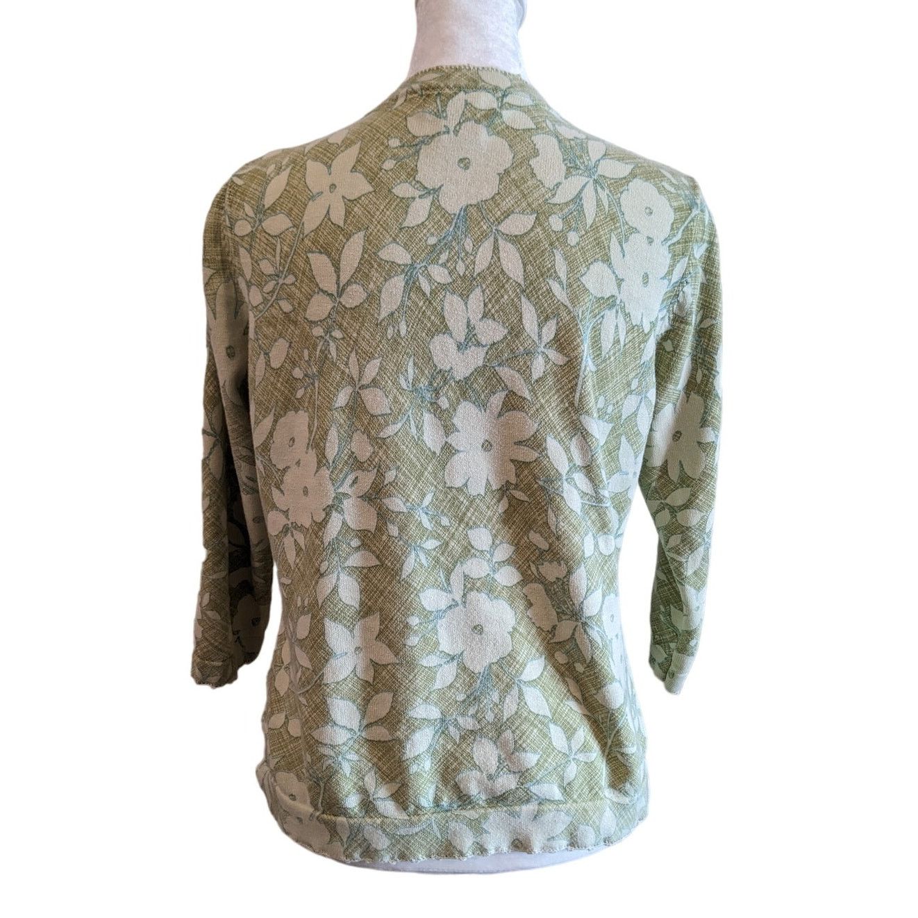 Eddie Bauer Eddie Bauer Green Floral Button Up Cardigan Medium Size M / US 6-8 / IT 42-44 - 2 Thumbnail