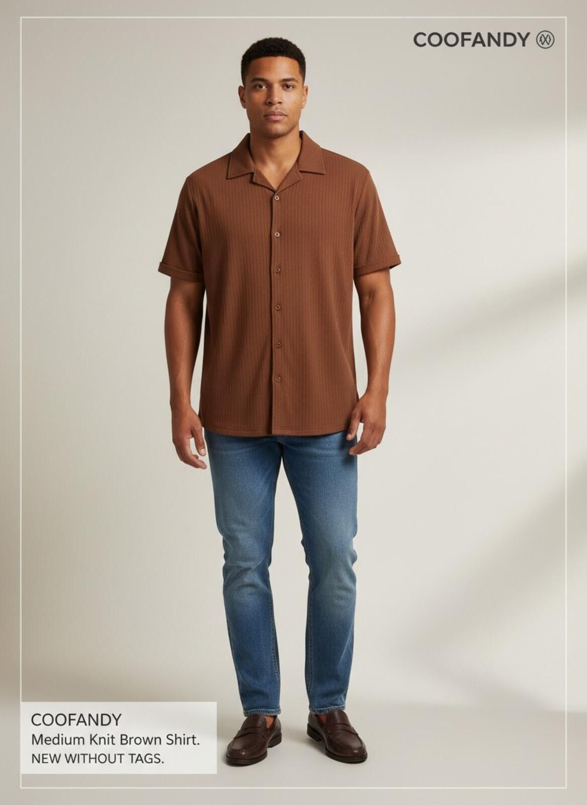 Other COOFANDY Medium Knit Brown Shirt - New Without Tags Size US M / EU 48-50 / 2 - 2 Thumbnail