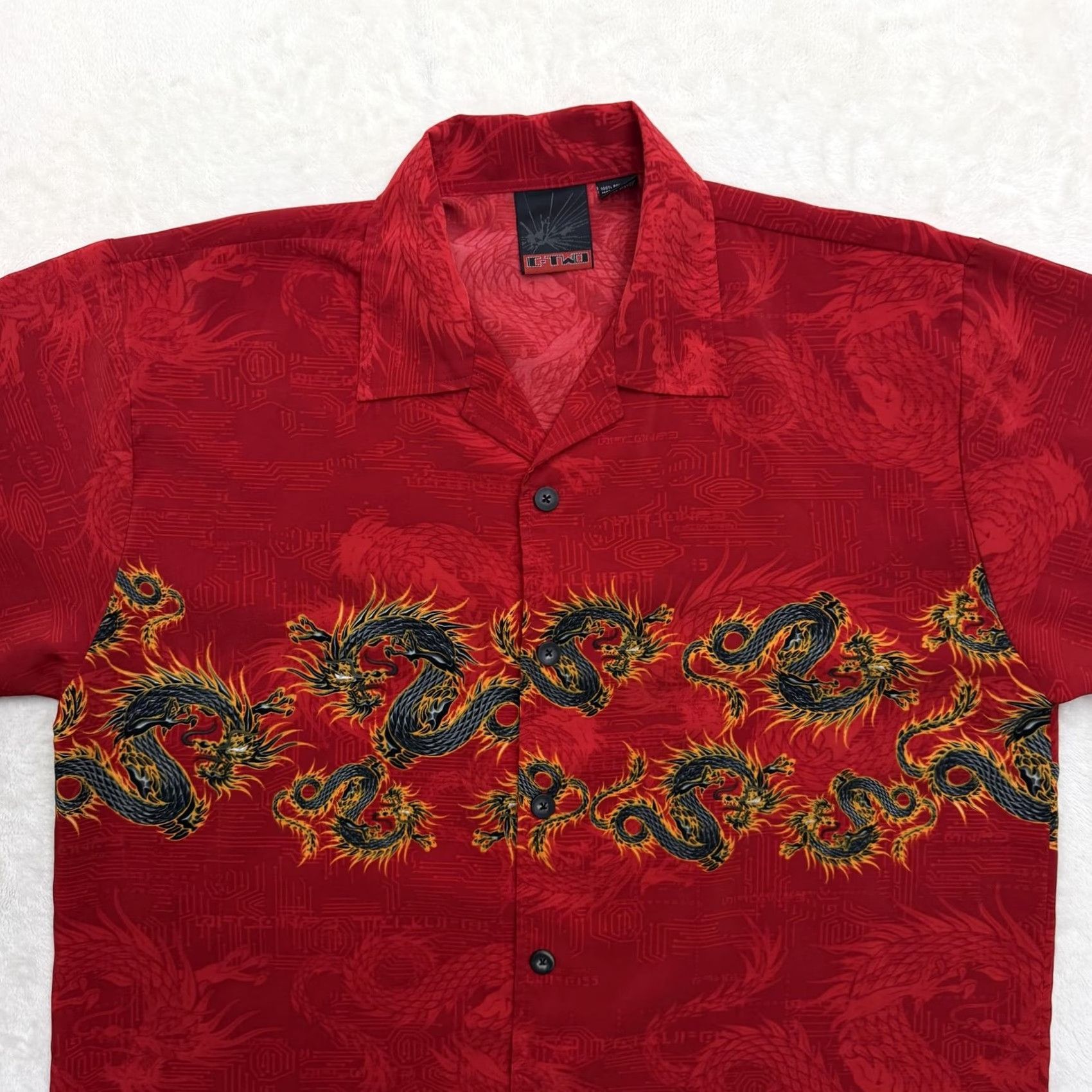 Vintage VINTAGE G-TWO Shirt Mens Large Red Dragon Flame Button Up Korea AOP Surf Size US L / EU 52-54 / 3 - 2 Thumbnail