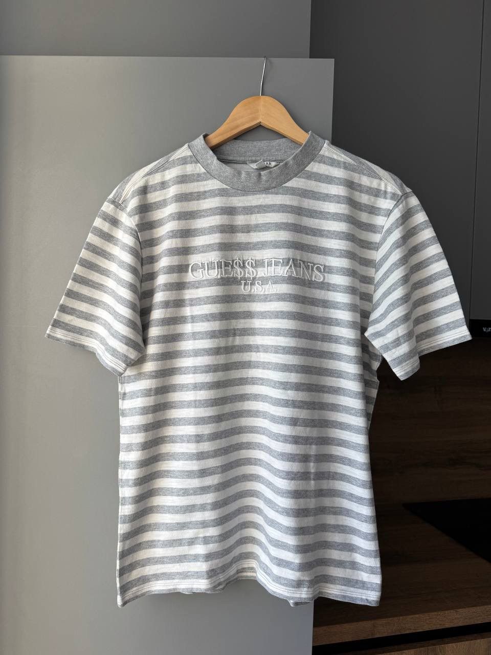Guess x A$AP Rocky Gray & White stripped essential t-shirt