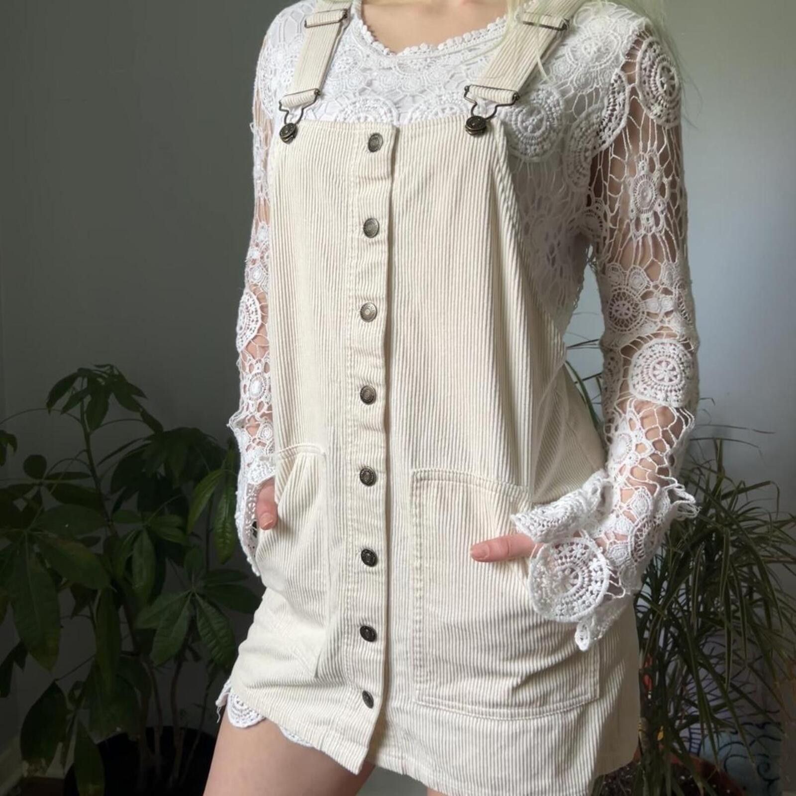 Forever 21 Forever 21 Women's Cream Overall Dress Size M / US 6-8 / IT 42-44 - 5 Thumbnail
