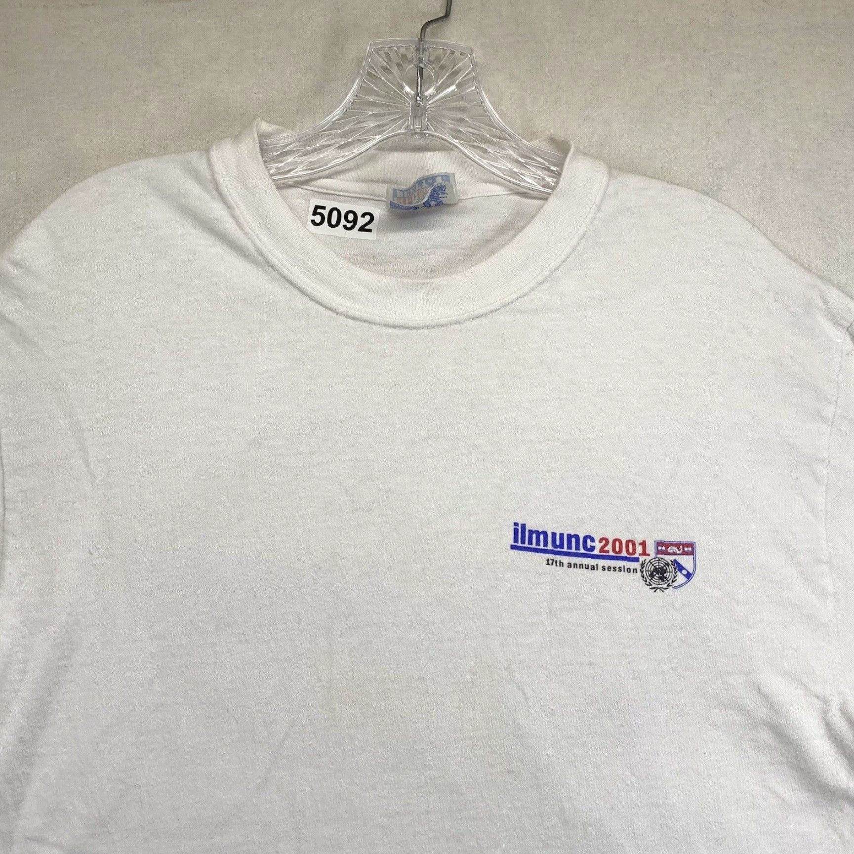 Hanes VINTAGE Hanes Ivy League T Shirt Unisex Adults Medium White Y2K Conference 2001 Size US M / EU 48-50 / 2 - 5 Thumbnail