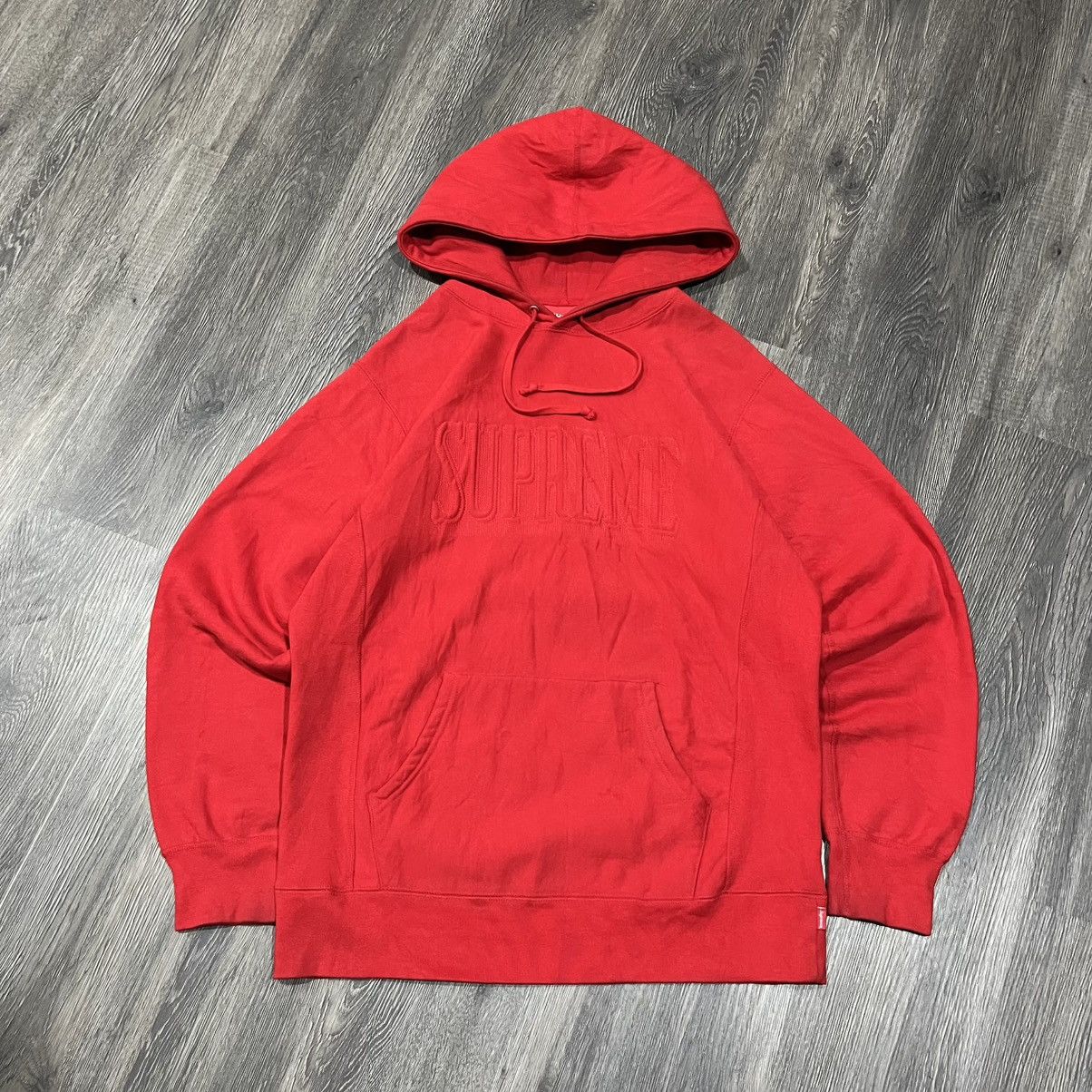 Supreme Supreme FW/16 Embroidered Hoodie Red on Red Size US L / EU 52-54 / 3 - 1 Thumbnail
