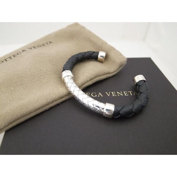 image of Bottega Veneta Nappa Intrecciato Bangle in Black, Men's