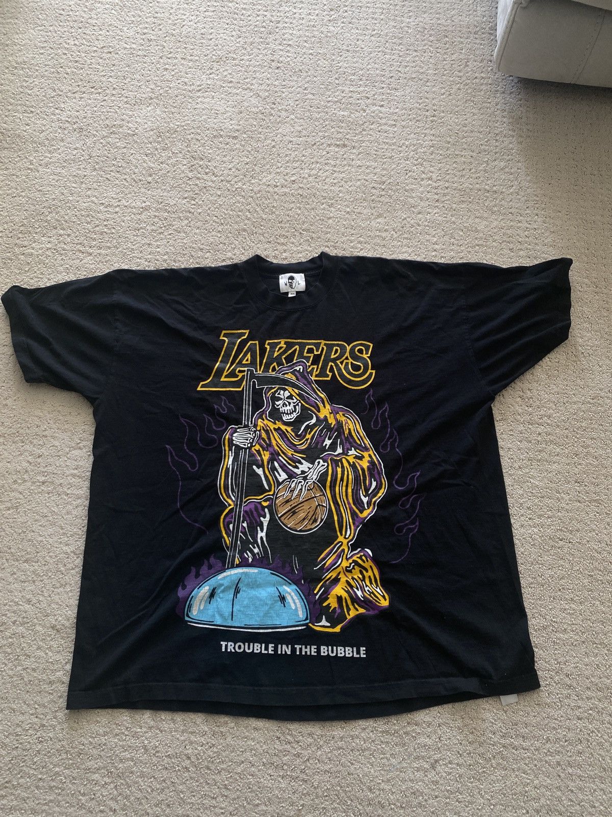 image of L A Lakers x NBA Warren Lotas Lakers Trouble In The Bubble Tee in Black, Men's (Size 2XL)