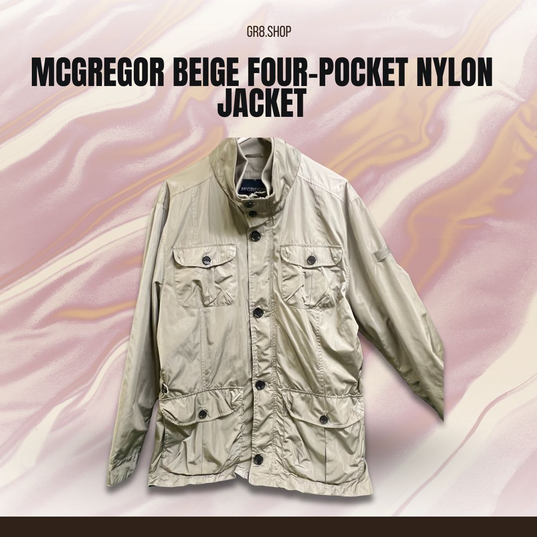 McGregor McGregor Beige Four-Pocket Nylon Jacket With Button Closures Size US L / EU 52-54 / 3 - 1 Thumbnail