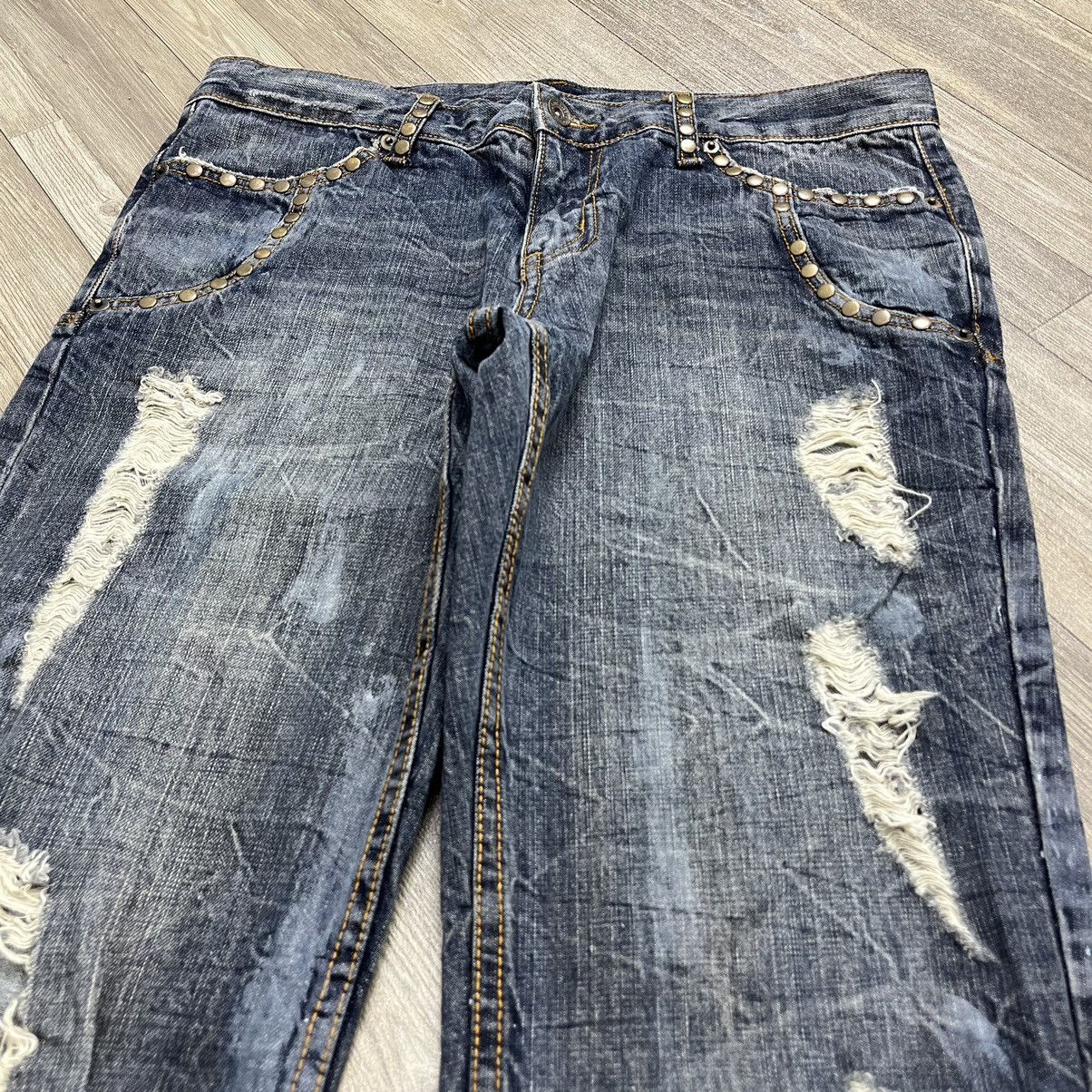 semanticdesign Y2K Semanticdesign Studded Distressed Flared Jeans BootCut Size US 31 - 5 Thumbnail