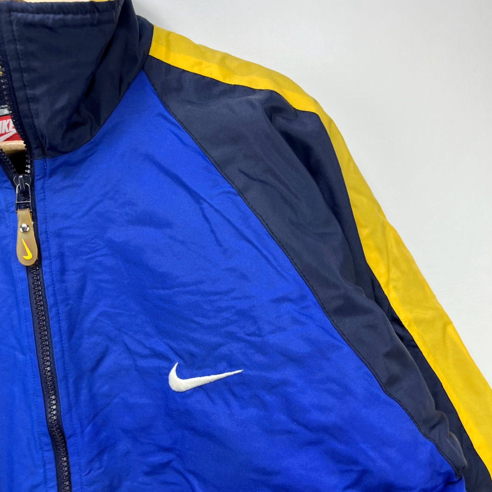 Nike VINTAGE Nike Big Swoosh Jacket Fleece Lined Polyester Blue L Men's Large 90s Puffer Zip Sportswear Size US L / EU 52-54 / 3 - 6 Thumbnail