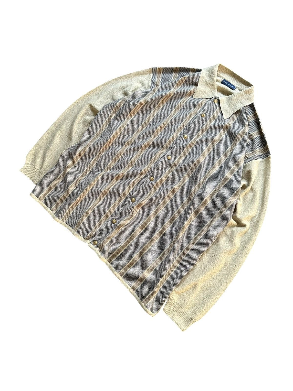 Adolfo Dominguez 90's Adolfo Dominguez knitted striped button up Size US XL / EU 56 / 4 - 3 Thumbnail
