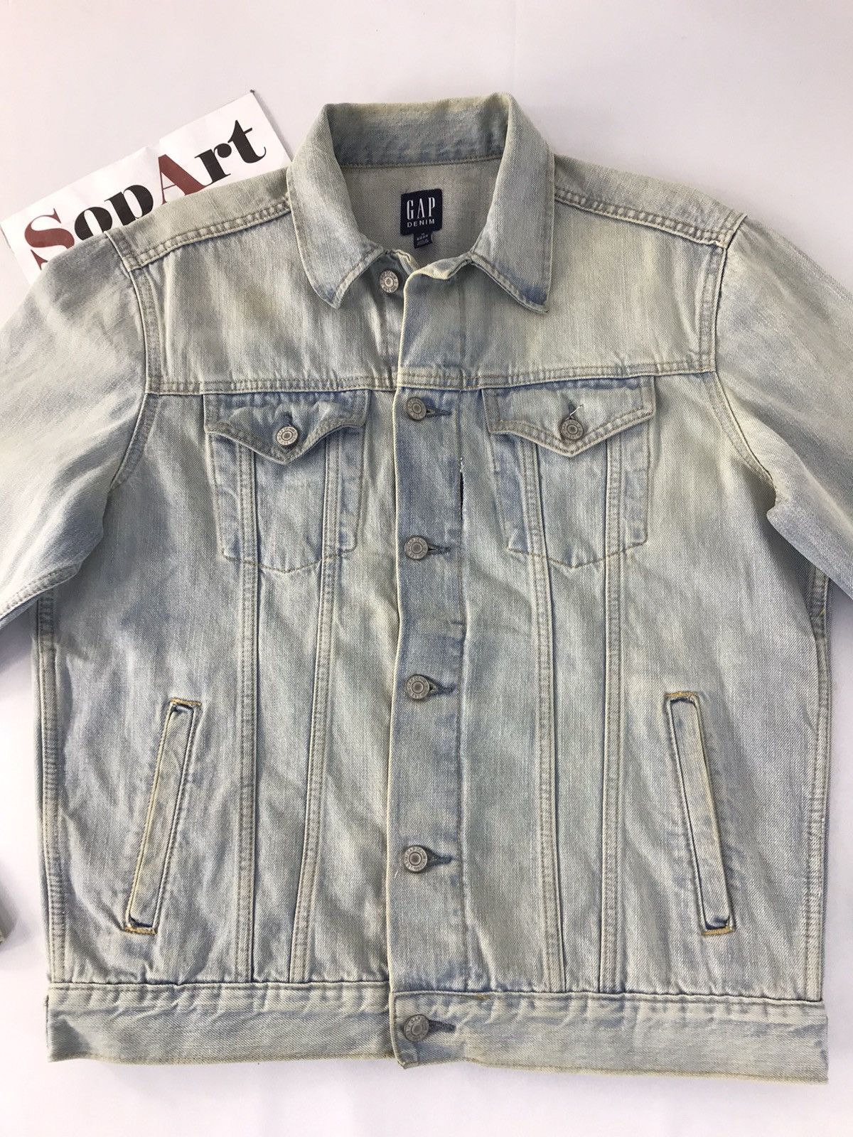 Gap × Vintage Vintage Gap Est1969 Denim Jacket Faded Colour Jeans Size US L / EU 52-54 / 3 - 3 Thumbnail