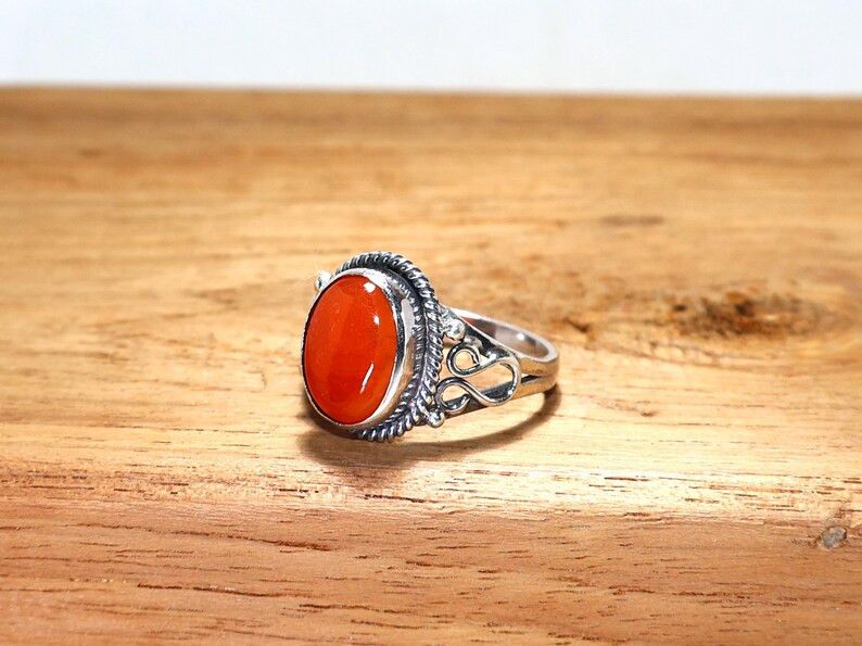 Handmade Handmade Carnelian Ring: 925 Sterling Silver Boho Ring, Gift Size ONE SIZE - 4 Thumbnail