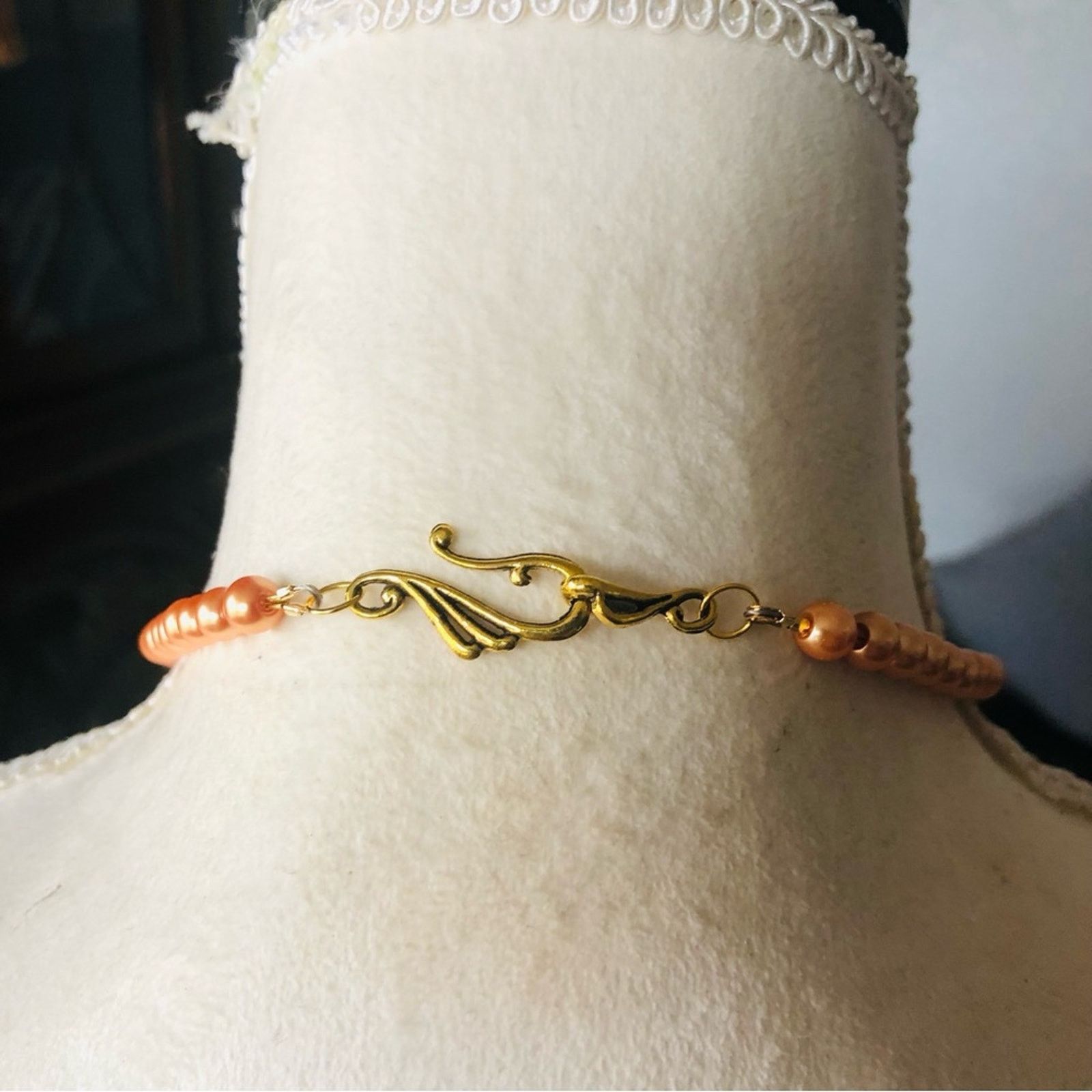 Handmade Handcrafted repurpose coral filigree stone Pearl necklace Size ONE SIZE - 8 Thumbnail