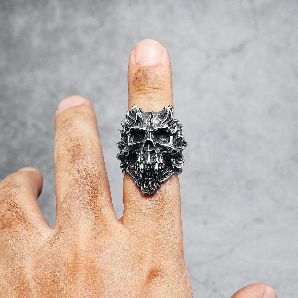 Jewelry Demon Skull Ring Streetwear Jewelry Fashion Gift Size ONE SIZE - 3 Thumbnail
