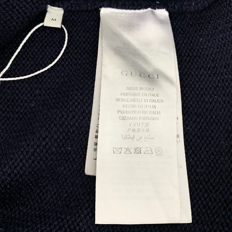 Gucci Gucci Dark blue striped anchor embroidery wool V-neck long- Size US M / EU 48-50 / 2 - 6 Thumbnail