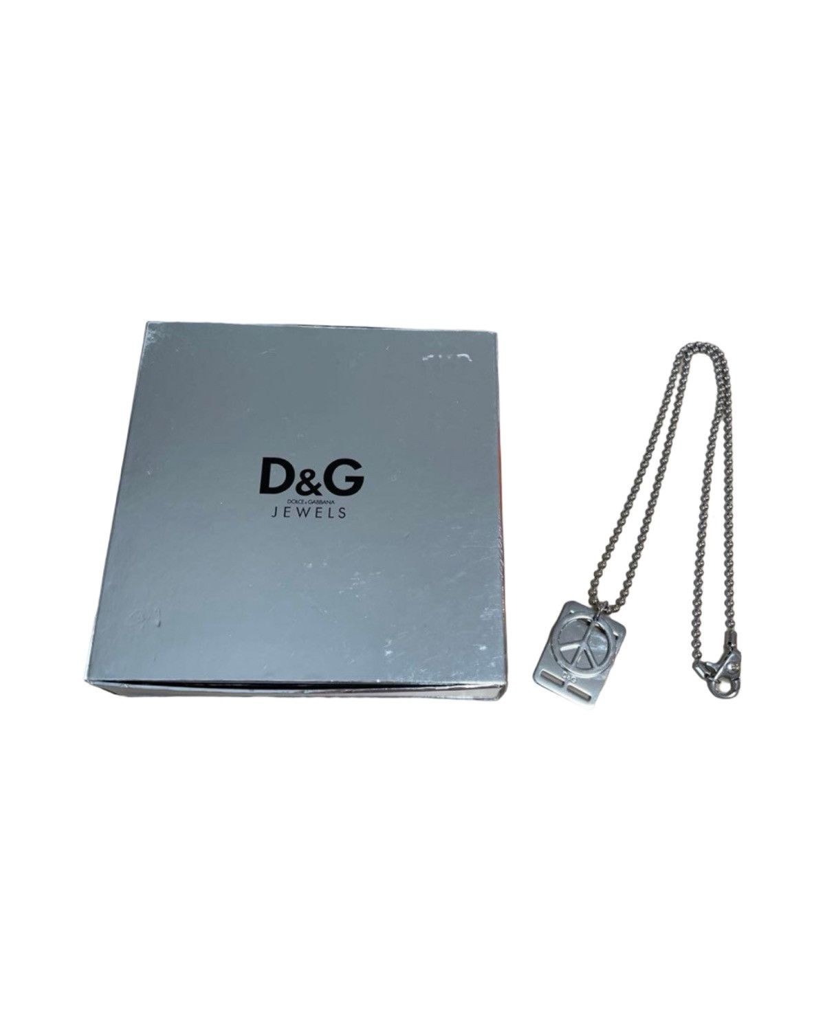 Dolce & Gabbana Peace Symbol Dog Tag Plate Necklace Size ONE SIZE - 2 Thumbnail
