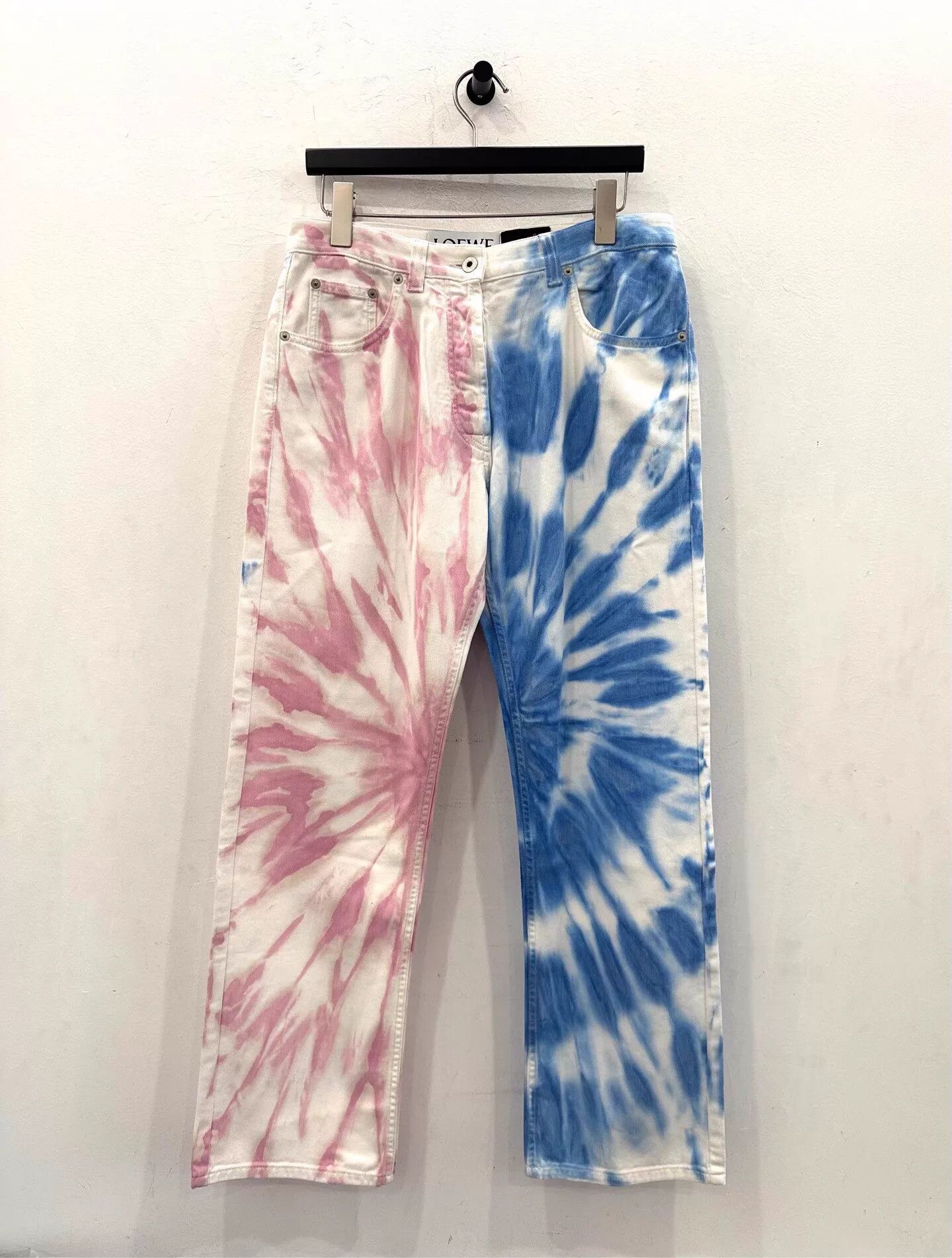 Loewe Loewe women's pink & blue tie-dye leather patch logo jeans Size 26" / US 2 / IT 38 - 1 Thumbnail