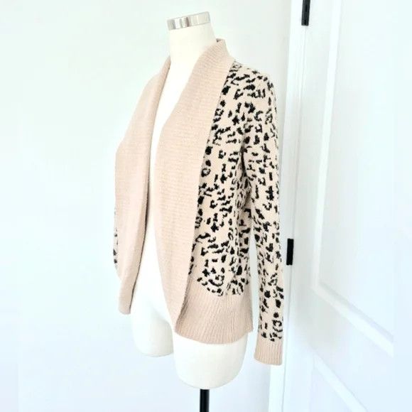 Rachel Zoe Leopard Shawl Collar Open Front Cardigan Fall Winter Spring Size XS / US 0-2 / IT 36-38 - 3 Thumbnail