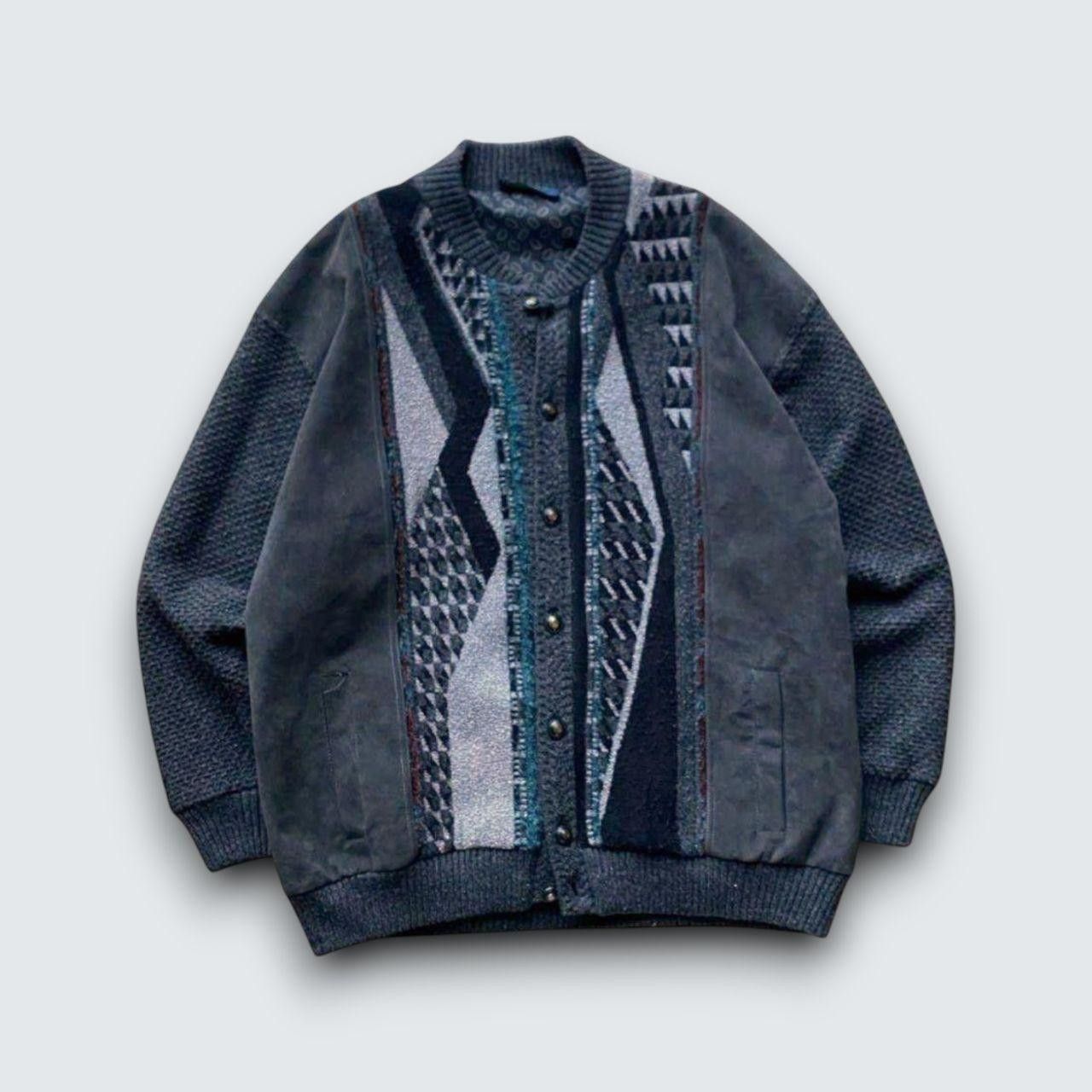 Japanese Brand 90s Coogi Style Knit Cardigan Grey XL Size US XL / EU 56 / 4 - 1 Thumbnail