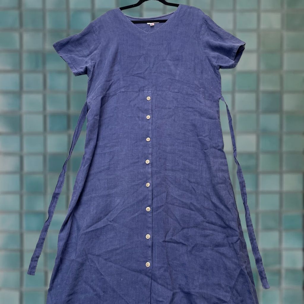 Vintage VINTAGE Xcit Dress Women XL Blue Linen Prairie Cottagecore Made in USA Size XL / US 12-14 / IT 48-50 - 1 Thumbnail