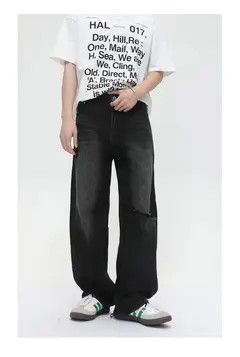 Japanese Brand Retro distressed trendy loose casual lightning washed jeans Size US 32 / EU 48 - 4 Thumbnail