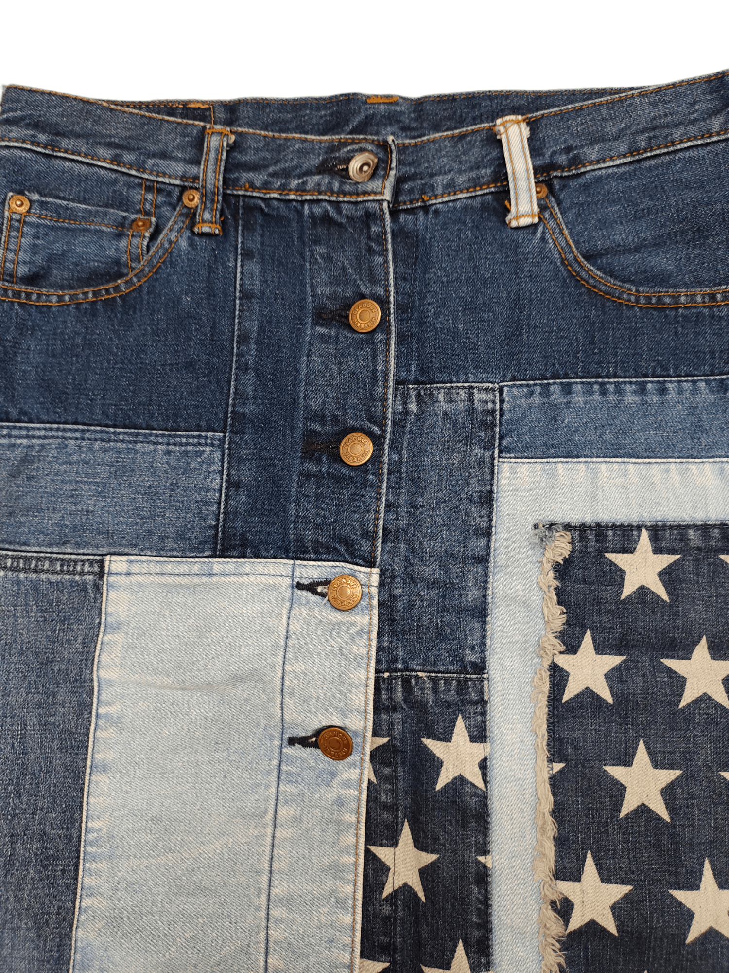 Hysteric Glamour Vintage 90s Hysteric Glamour Patchwork Denim Skirt Size 30" / US 8 / IT 44 - 7 Thumbnail