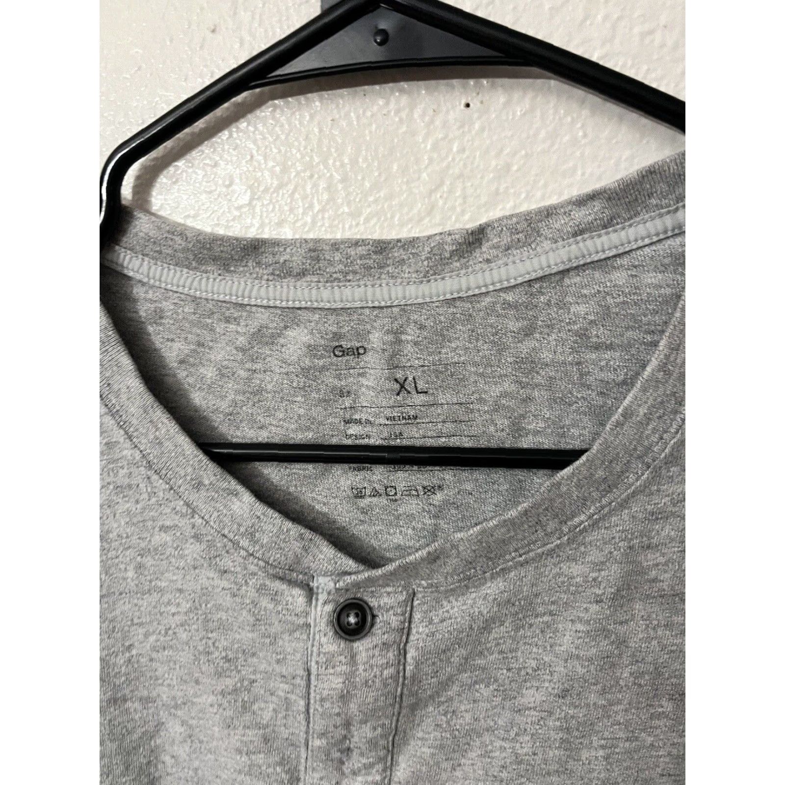 Gap GAP Sweatshirt Men XL Long Sleeve Crew Neck Pullover Henley Gray Solid Classic Size US XL / EU 56 / 4 - 2 Thumbnail