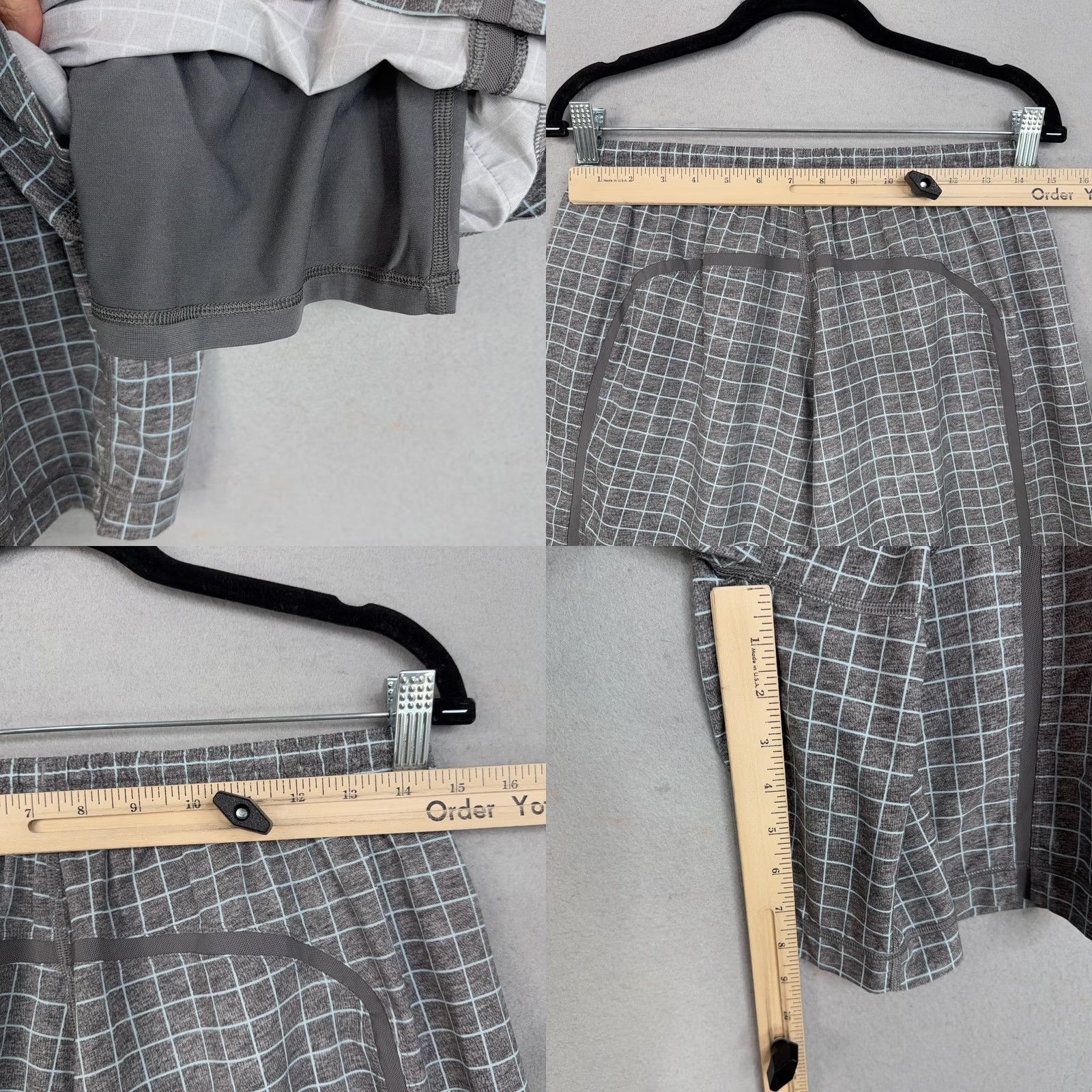 Lululemon Lululemon Shorts Mens Medium Gray Windowpane Running Athletic Lined Gym Training Size US 31 - 8 Thumbnail
