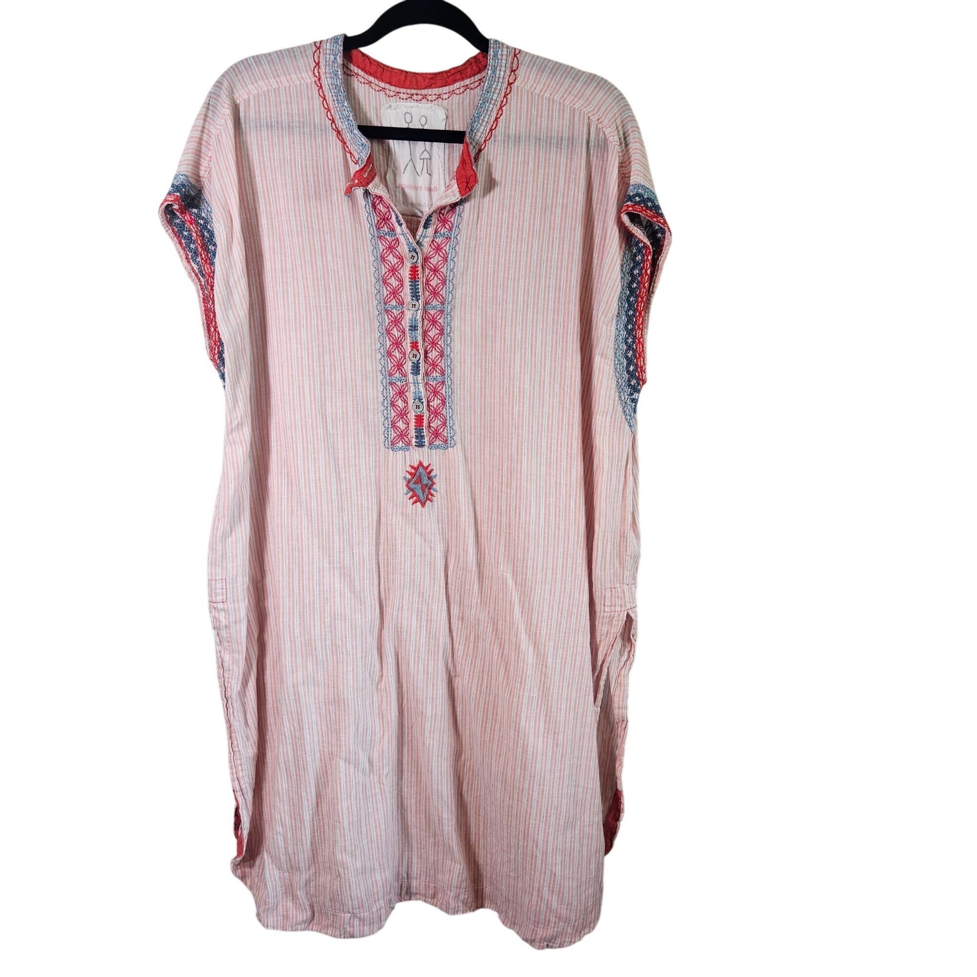 Johnny Was Johnny Was Peasant Embroidered Stripe Linen Tunic Dress 2X B Size XXL / US 16-18 / IT 52-54 - 4 Thumbnail