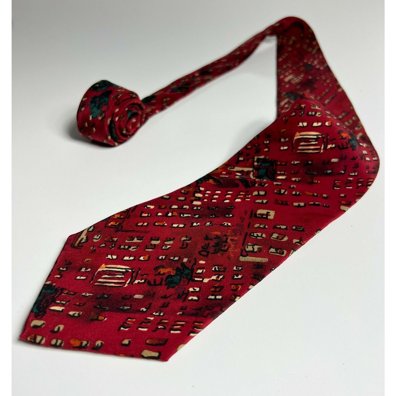Other Jerry J Garcia Red Abstract 100% Silk Necktie Neck Tie Size ONE SIZE - 1 Thumbnail