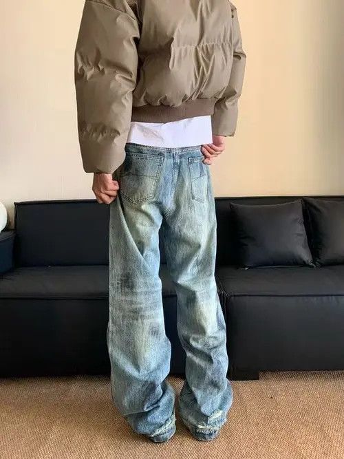 VIBE Blue washed vintage distressed dirty jeans Size US 32 / EU 48 - 8 Thumbnail