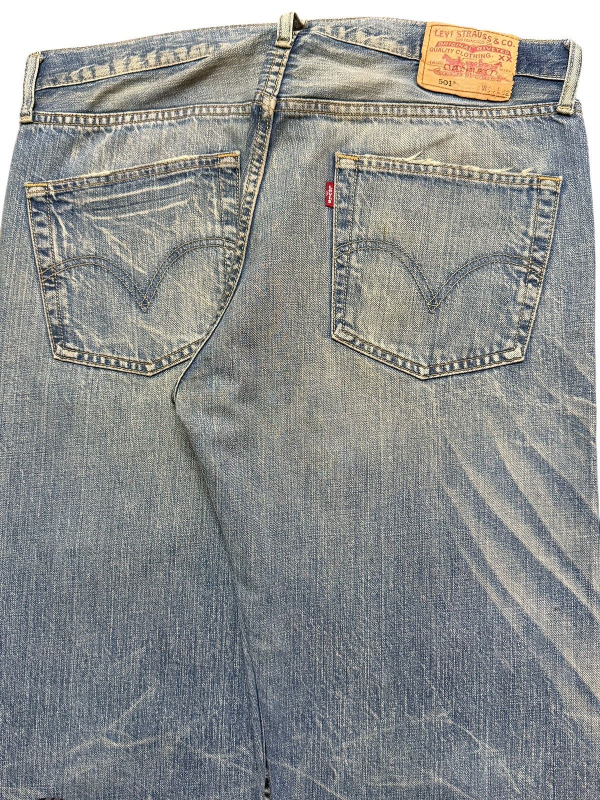 Levi's Vtg 90s Levis 501 Mud Wash Faded Whisker Wide Leg Straight Size US 36 / EU 52 - 6 Thumbnail
