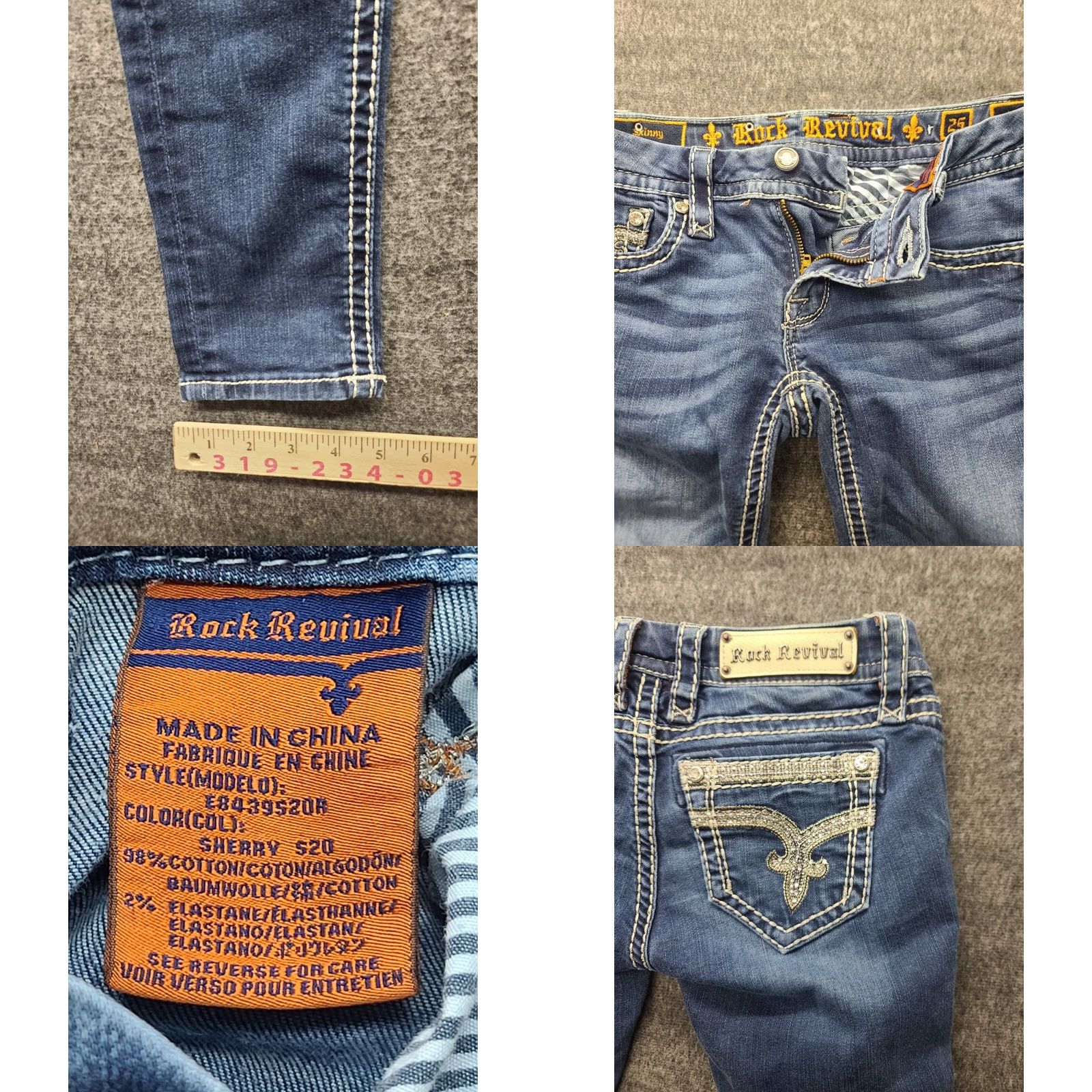 Vintage Rock Revival Jeans Womens 25x30 Sherry Skinny Fit Low Rise Distressed Stretch Denim Blue 5-Pocket Womens Rock Revival 90s Western Cowboy Y2K Shirt? Size 42" / US 20 - 8 Thumbnail