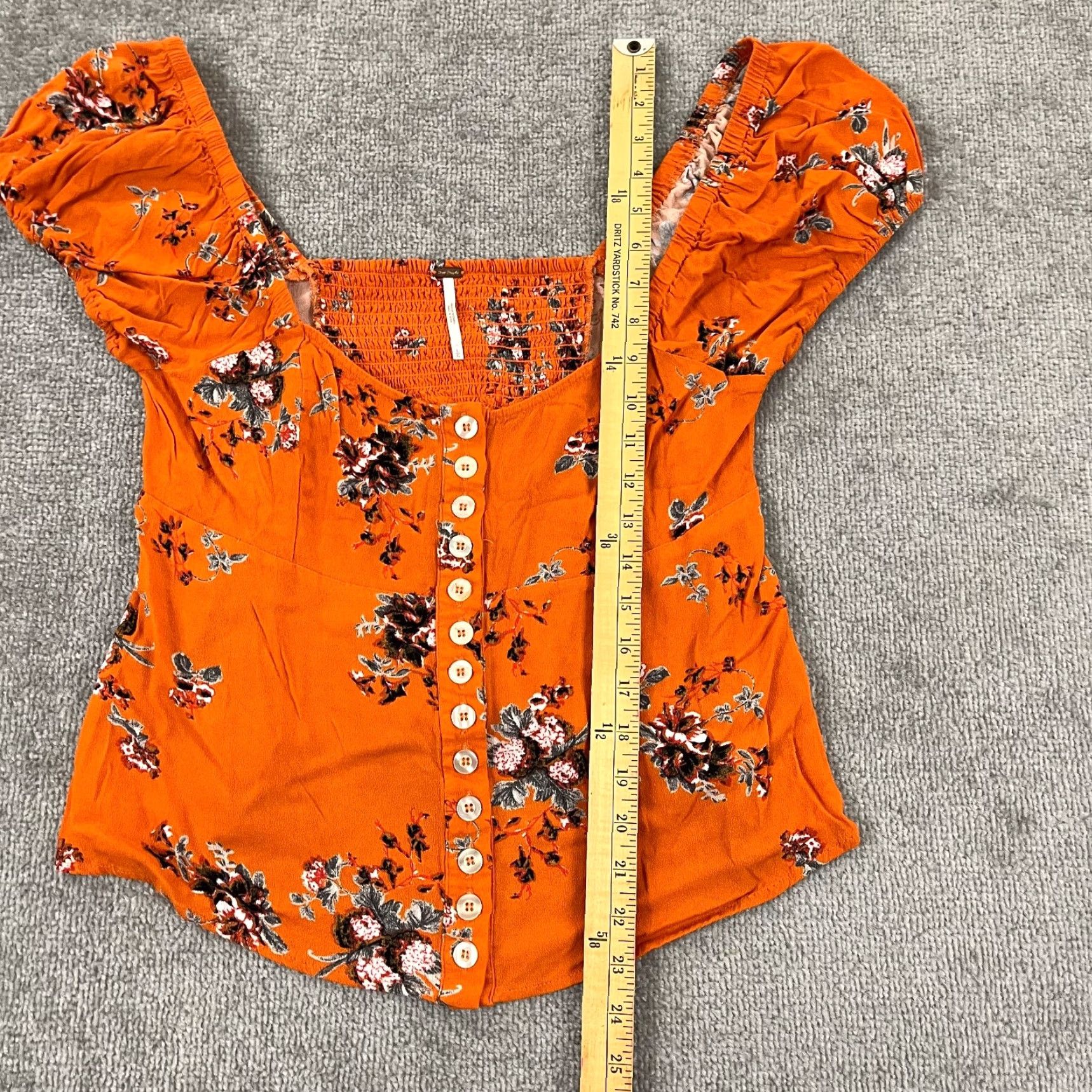 Free People FREE PEOPLE Floral Blouse Womens Large Multicolor 3/4 Sleeve Peasant Button Top Size L / US 10 / IT 46 - 4 Thumbnail