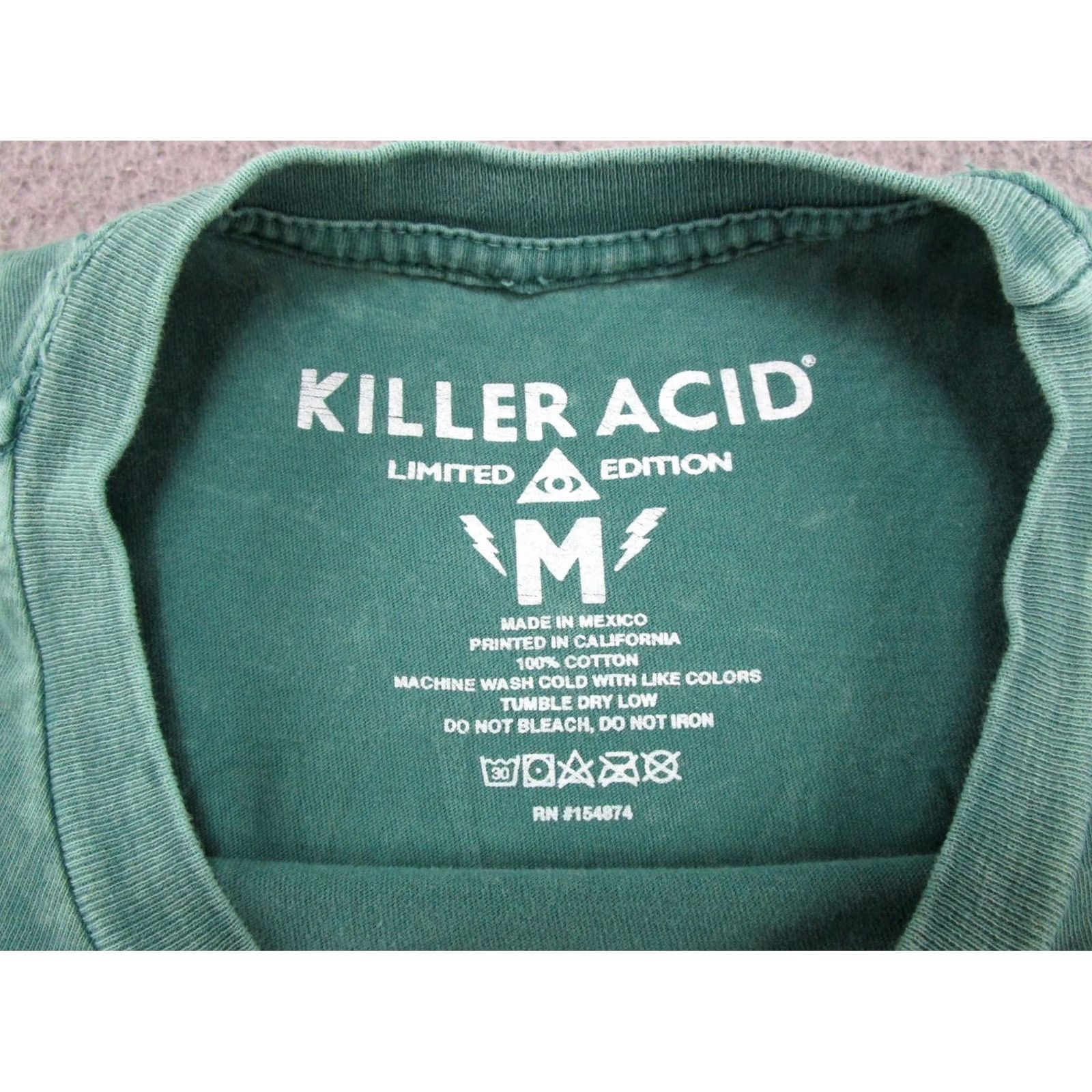 Vintage Killer Acid T-Shirt Shirt Men Size M Green Cotton Short Sleeve Crew Neck Graphic Tee Limited Edition Stoner Marijuana All Seasons Size US M / EU 48-50 / 2 - 3 Thumbnail