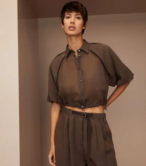 Brunello Cucinelli o1la1rc1a0425 Blouse in Brown Size L / US 10 / IT 46 - 2 Thumbnail