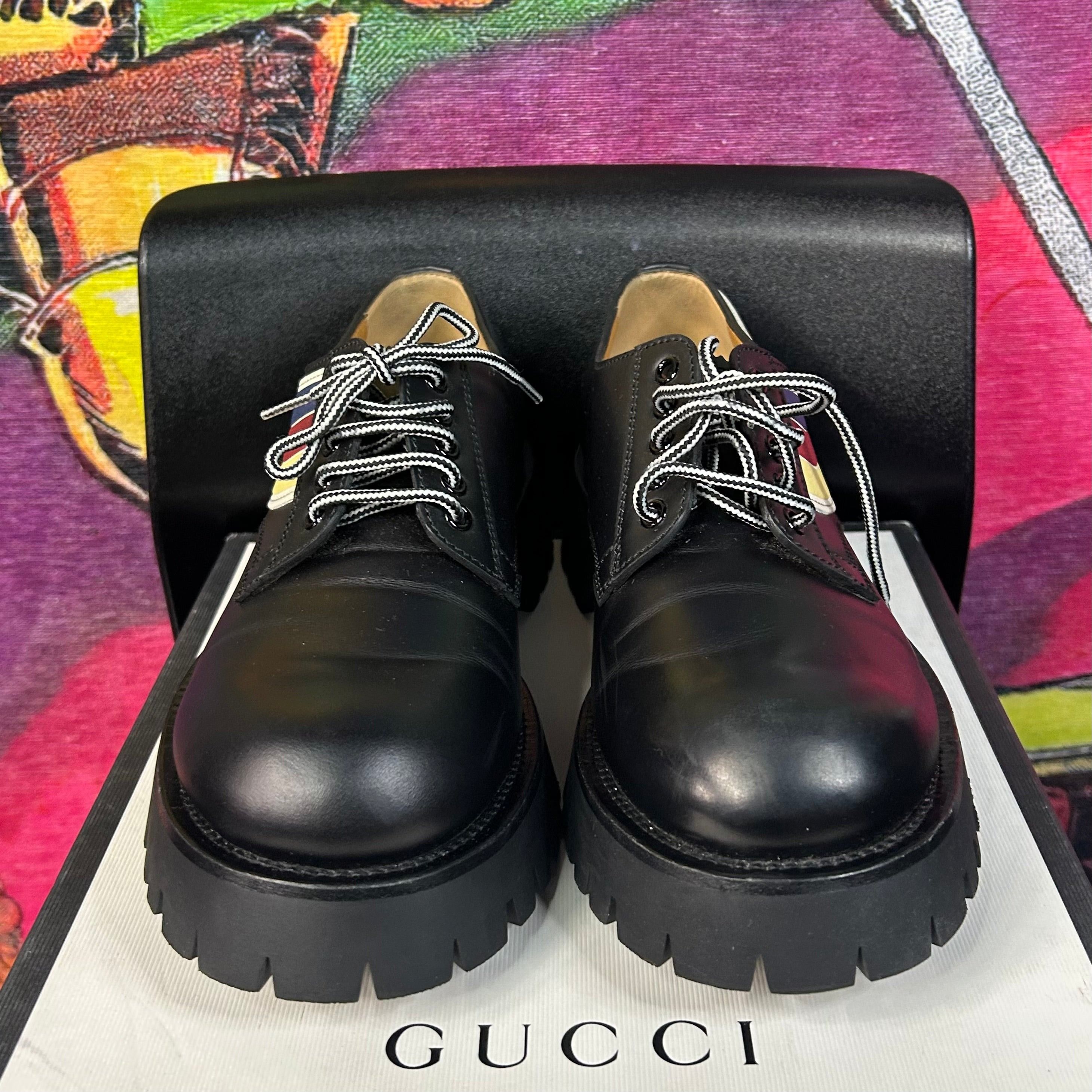 Gucci Gucci Calfskin Oliver Sylvie Web Mens Oxfords Black Sz 9/10 Size US 9.5 / EU 42-43 - 4 Thumbnail
