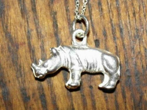 Designer Sterling Silver Rhino Charm Necklace Alberto Juan Size ONE SIZE - 1 Thumbnail