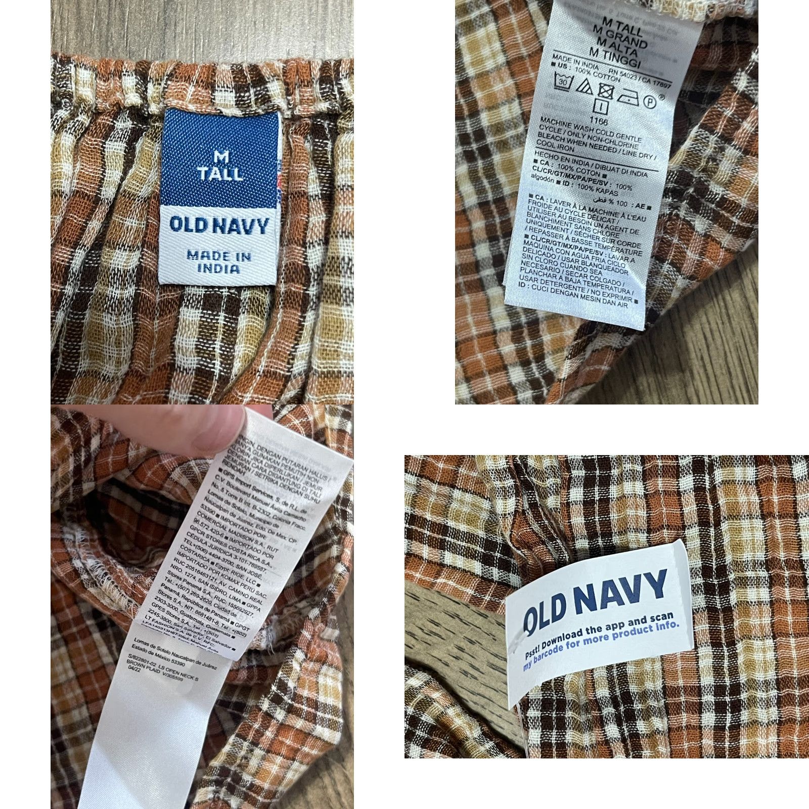 Old Navy Old Navy Shirt Women’s Tall M Plaid Brown Cream Black 1/4 Buttons Long Sleeve Casual Fall Spring Summer Modern Size M / US 6-8 / IT 42-44 - 8 Thumbnail