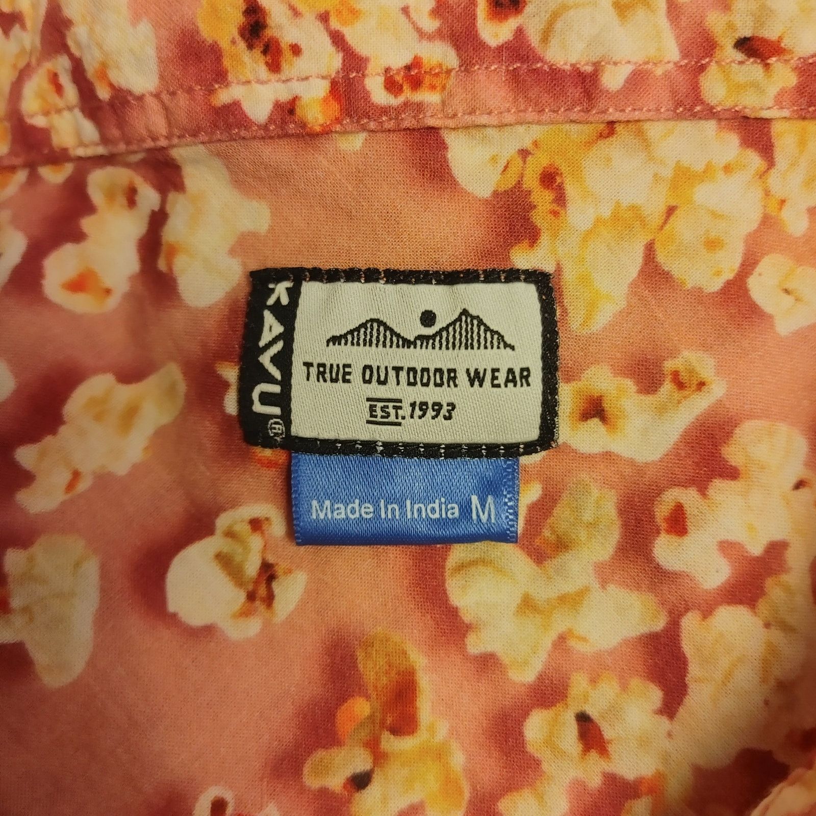 KAVU Kavu True Outdoor Wear Men's M Orange Popcorn Print Polo Size US M / EU 48-50 / 2 - 3 Thumbnail