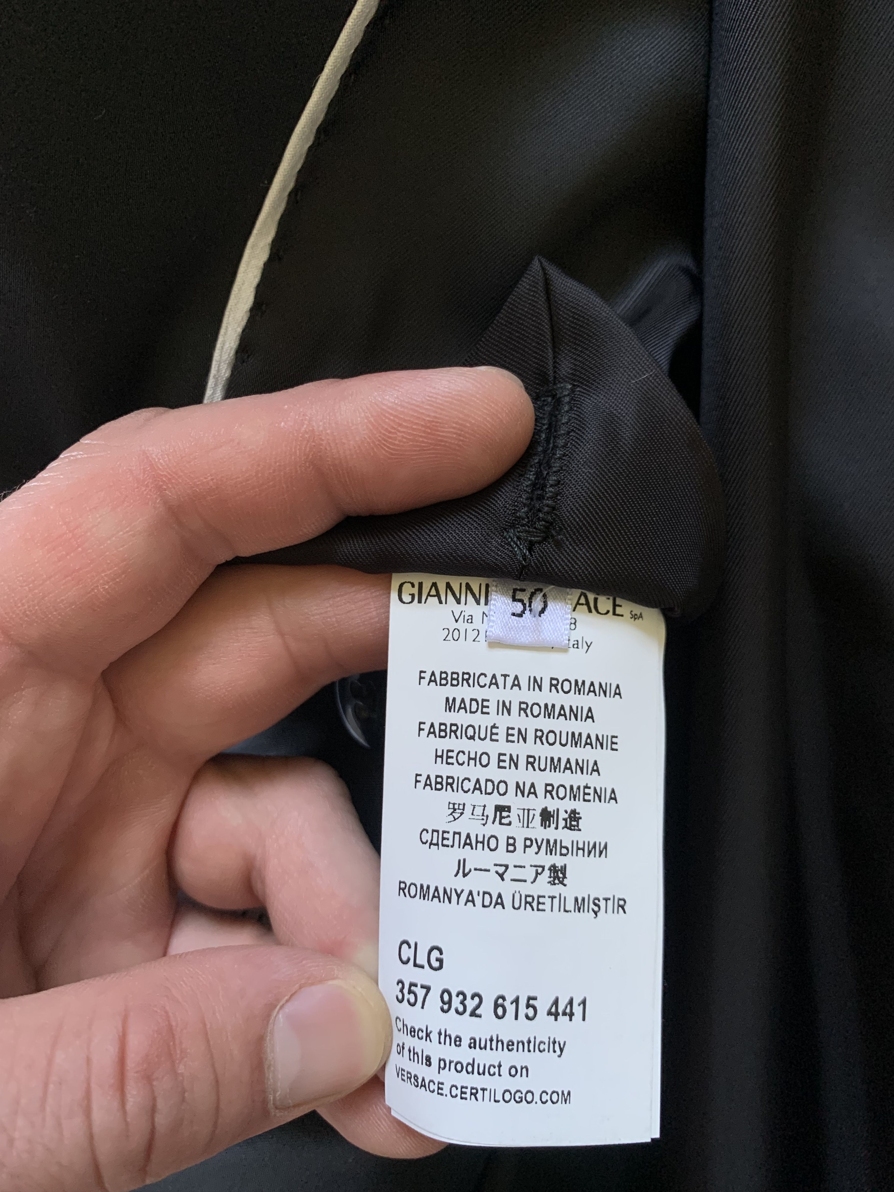 Versace Versace Collection Men's Black Two Button Wool Suit Size 50L - 8 Thumbnail