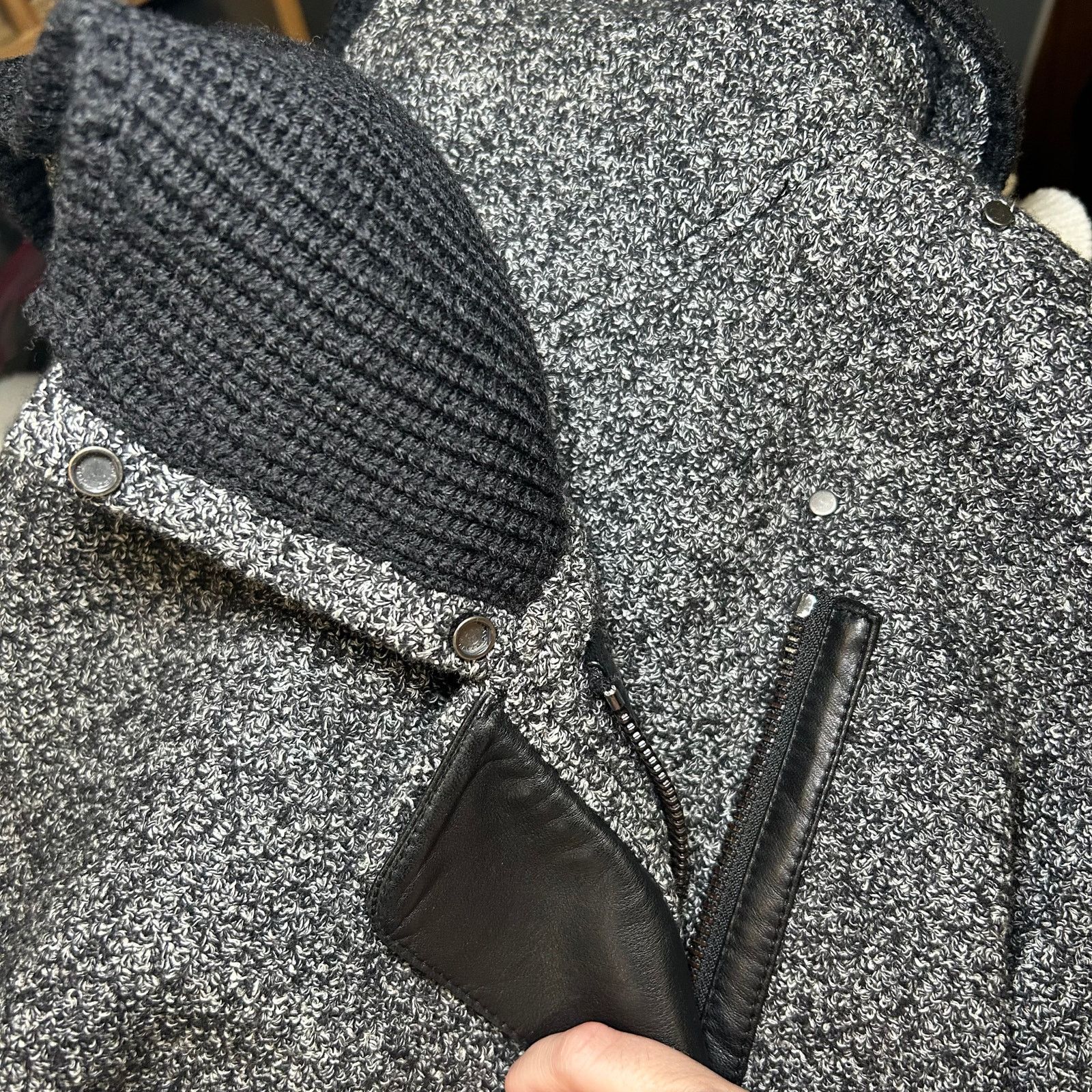 Vince Vince Wool Pea Coat Shawl Collar Gray Black Leather Small Size S / US 4 / IT 40 - 7 Thumbnail