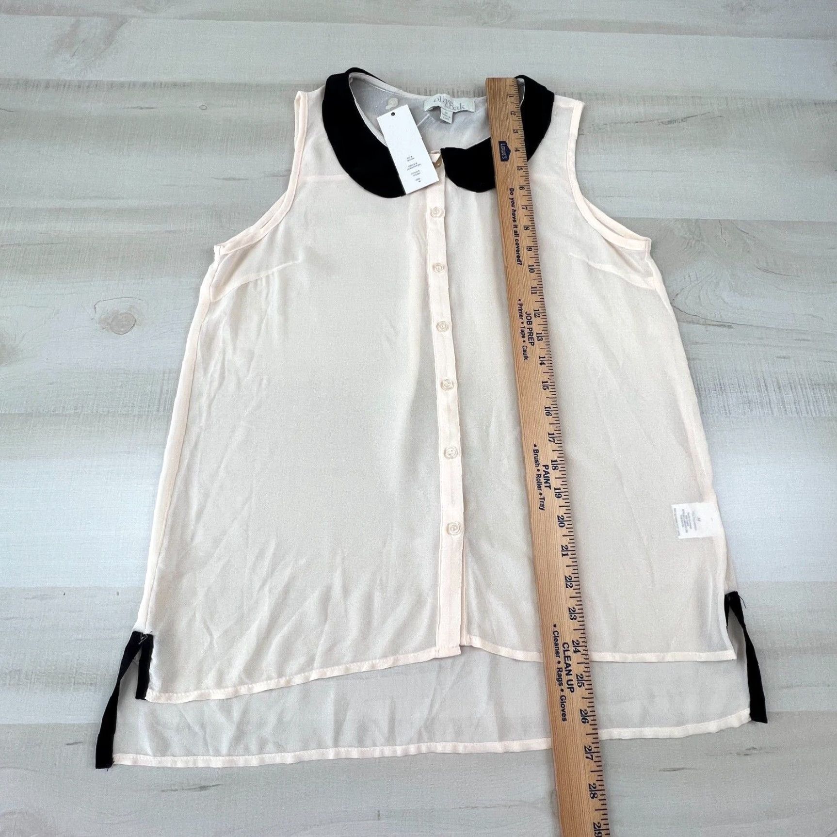 Olive Olive & Oak Blouse Pale Pink Sleeveless Collared Top Womens Medium Lightweight Chiffon Size M / US 6-8 / IT 42-44 - 6 Thumbnail