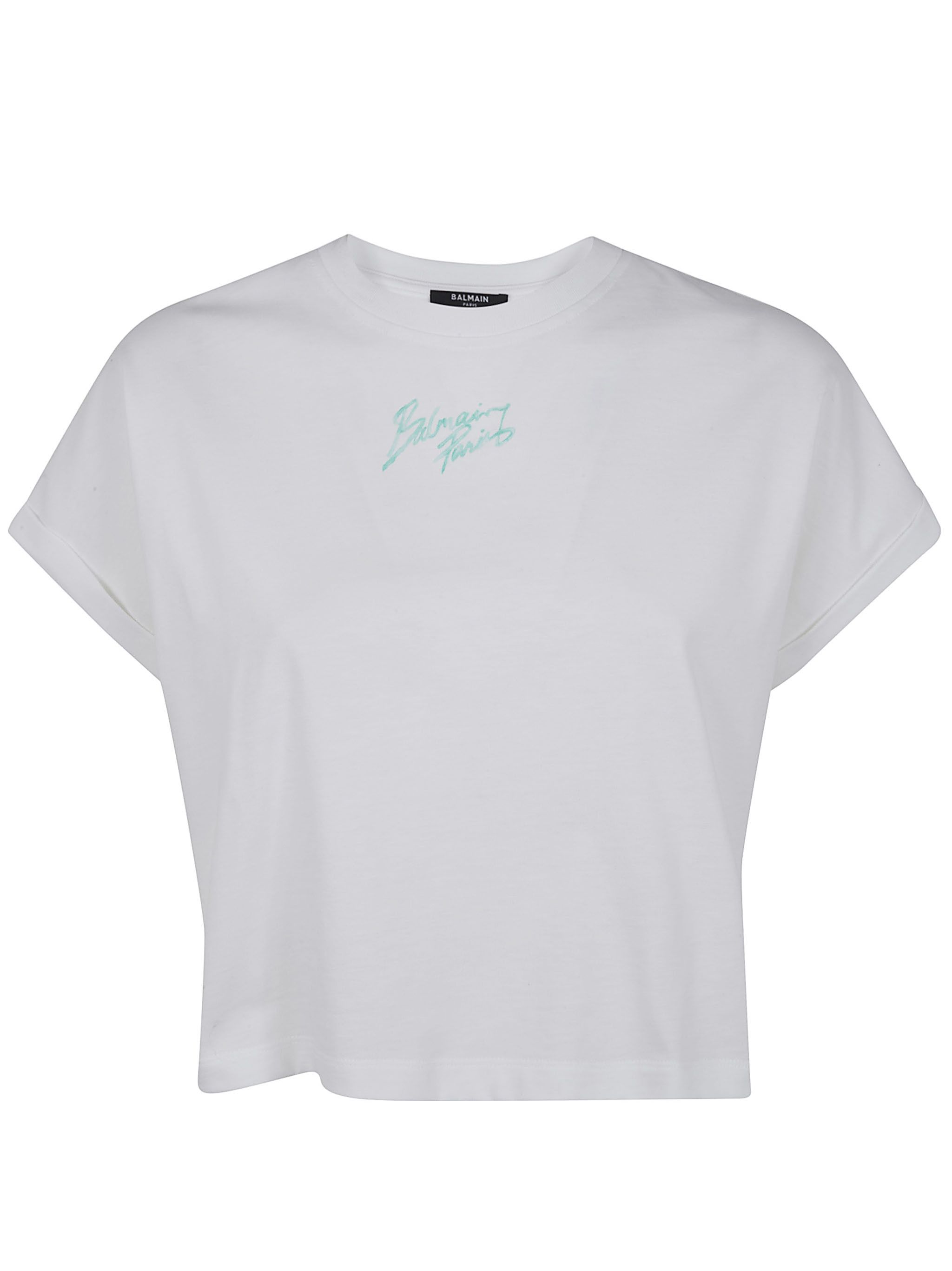 Balmain SHORT SLEEVES "BALMAIN PARIS" CROPPED T-SHIRT Size S / US 4 / IT 40 - 1 Thumbnail
