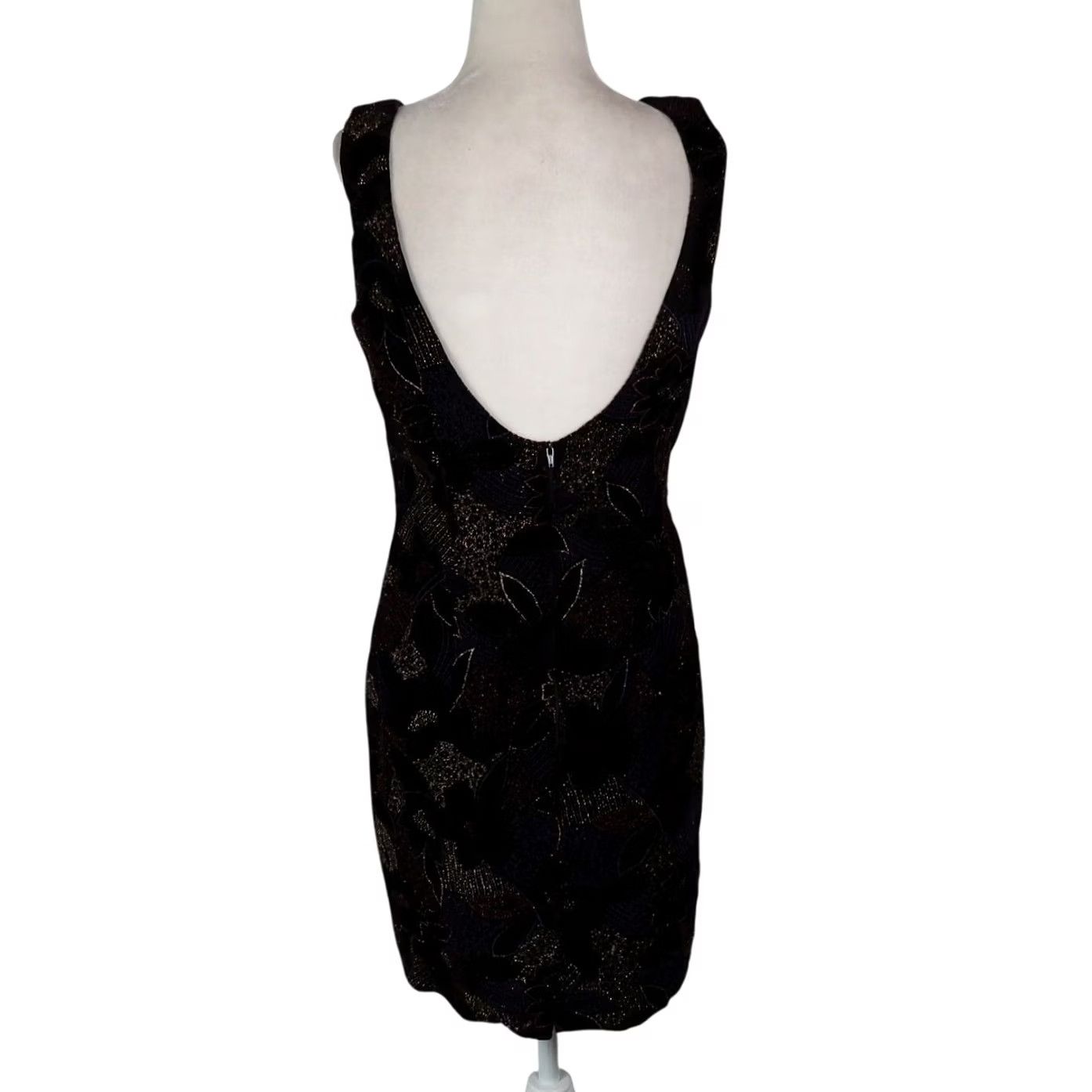 Velvet VINTAGE 90s Steppin' Out Black Velvet Glitter Rhinestone Embellished Mini Dress Size M / US 6-8 / IT 42-44 - 4 Thumbnail