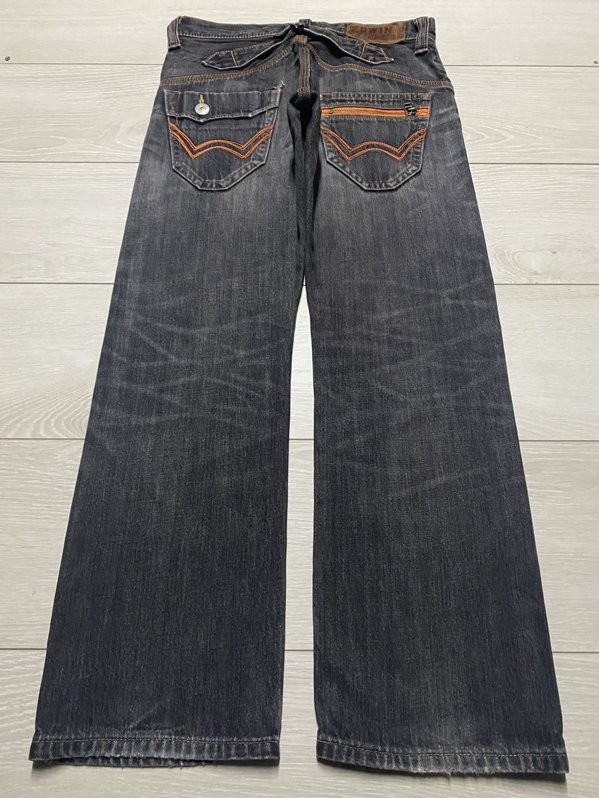 Edwin Japanese Edwin Xv Black Denim Buckle Back Loose Jeans Size US 30 / EU 46 - 2 Thumbnail