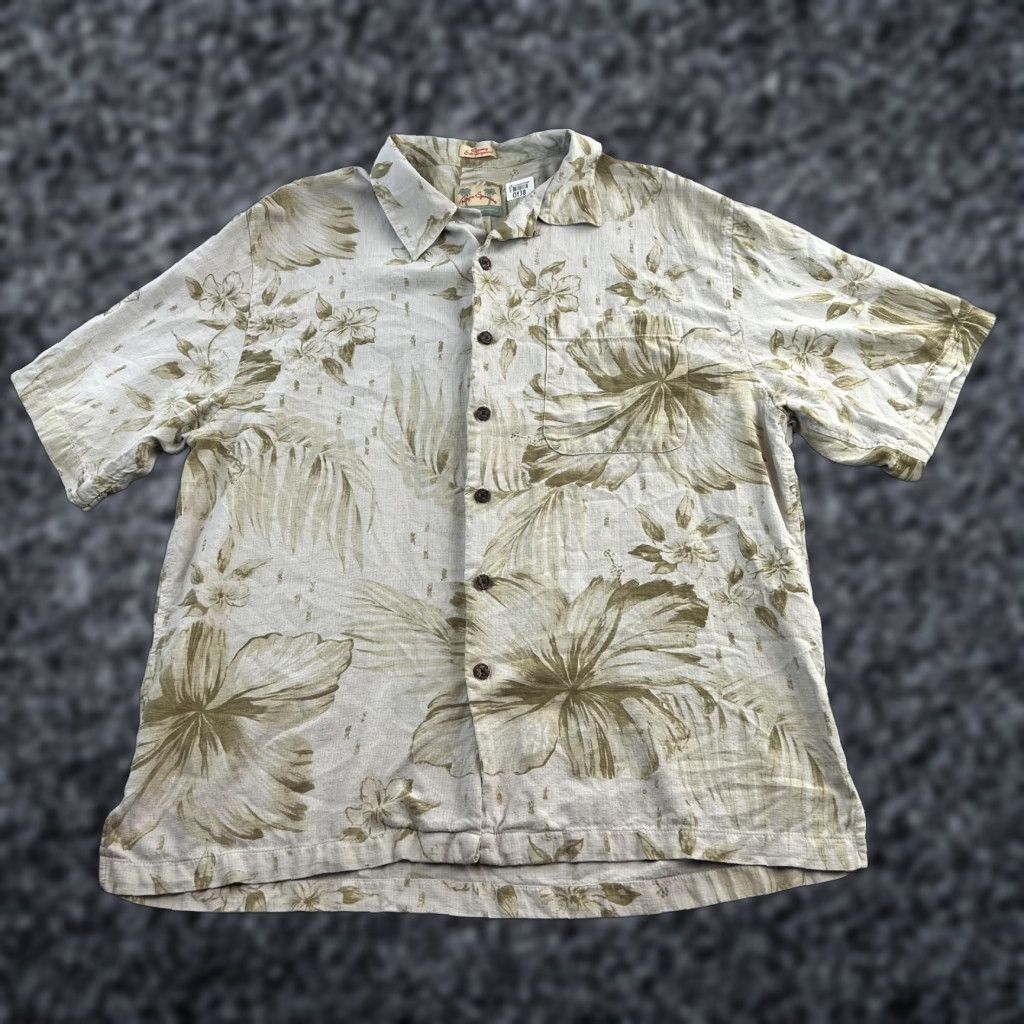 Reyn Spooner VINTAGE Reyn Spooner Shirt Mens L Tan Silk Hawaiian Floral Button-Up Camp Aloha Size US L / EU 52-54 / 3 - 1 Thumbnail