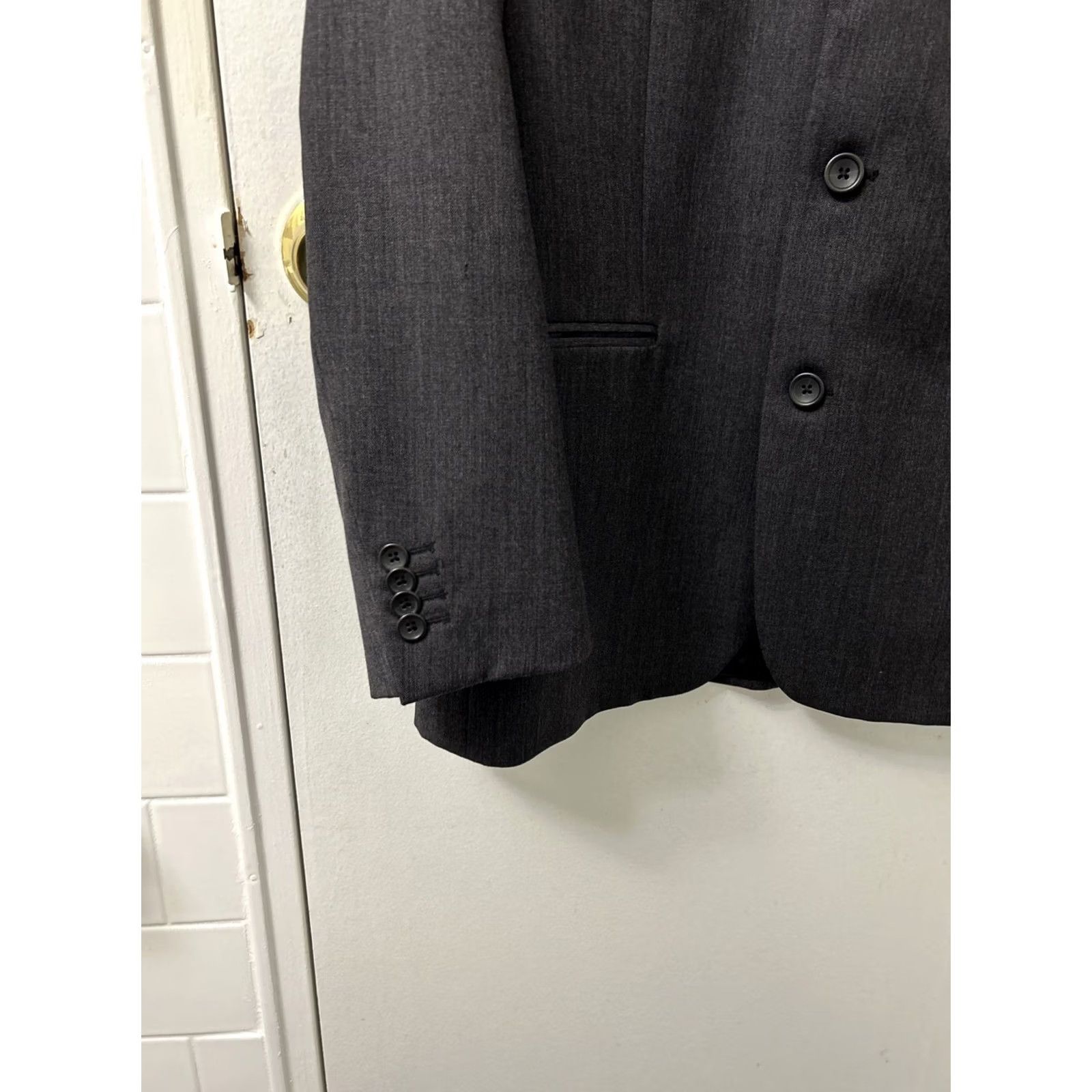 Banana Republic Banana Republic Blazer Mens 40S Gray Wool 3-Button Regular Fit Jacket/Coat Short Length Size 40R - 6 Thumbnail