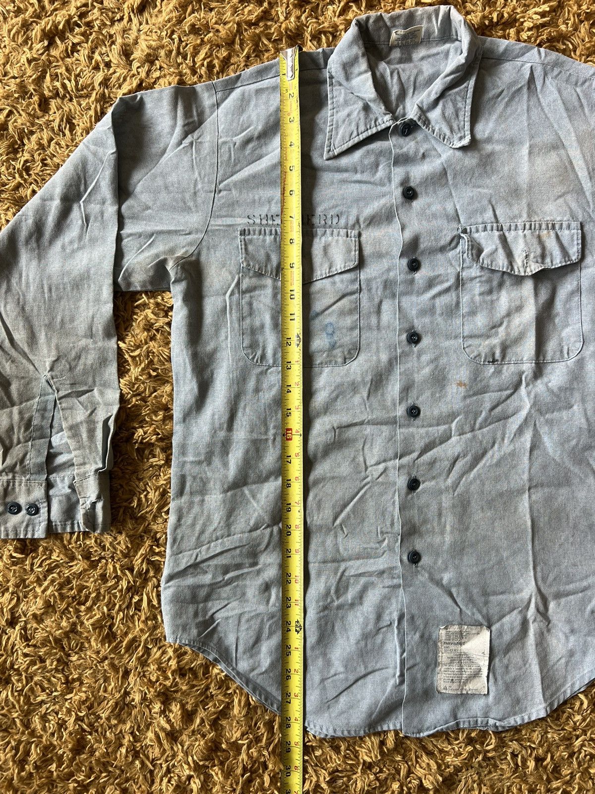 Vintage Vintage 60s Stenciled Navy Button Up Long sleeve Size US M / EU 48-50 / 2 - 8 Thumbnail