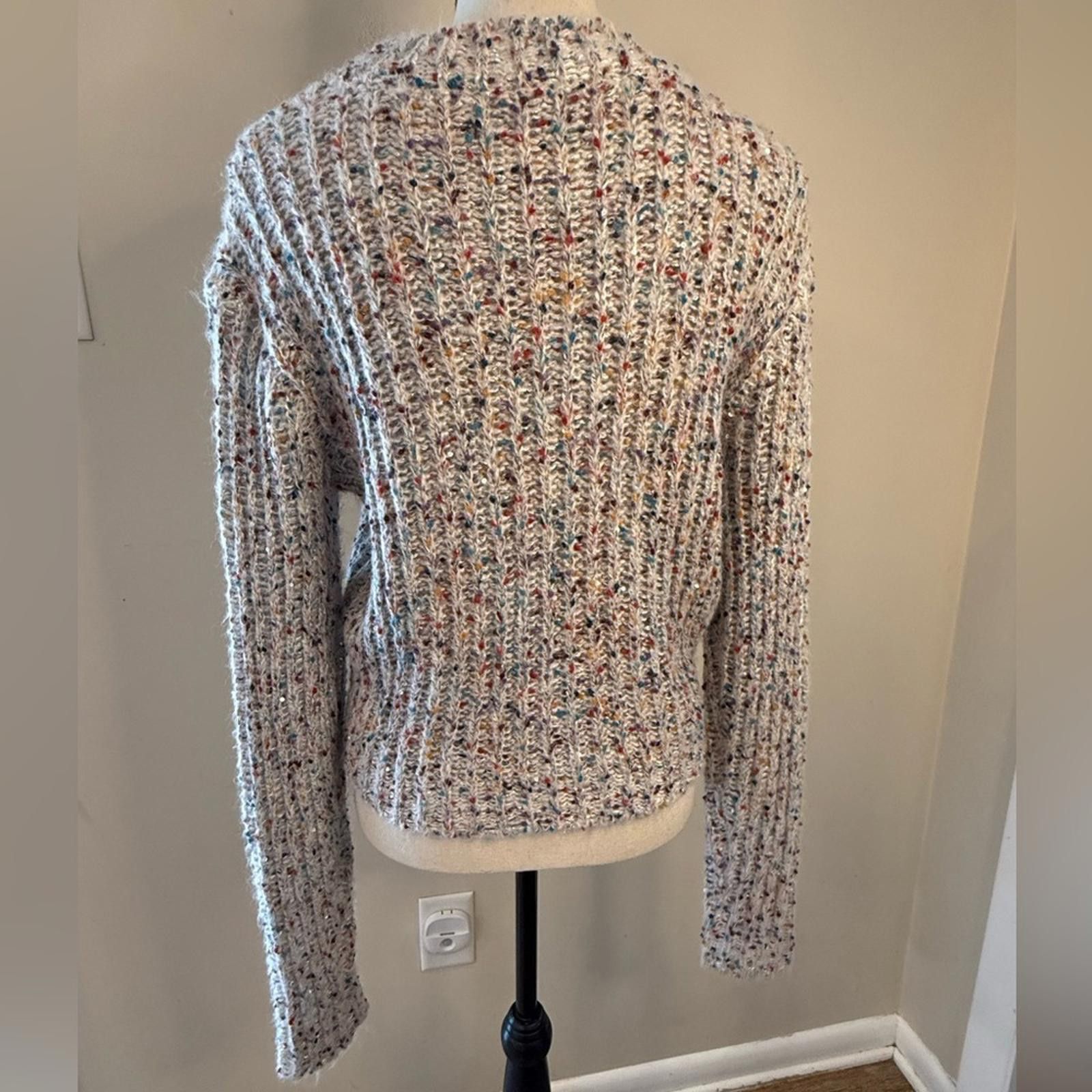 Other Harper Wren colorful sweater crochet knit ribbed fuzzy SZ SM Size S / US 4 / IT 40 - 4 Thumbnail